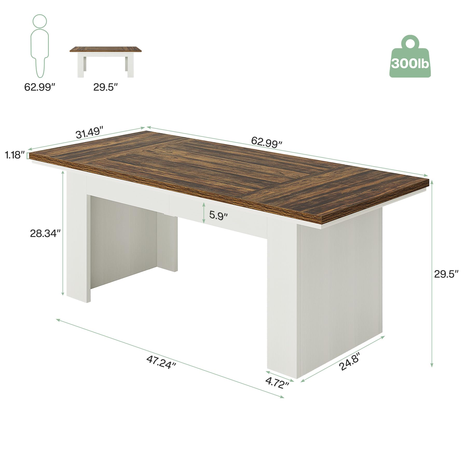 63" Executive Office Desk with Easy Assembly