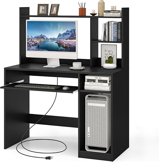 Computer Desk with Hutch and Charging Station