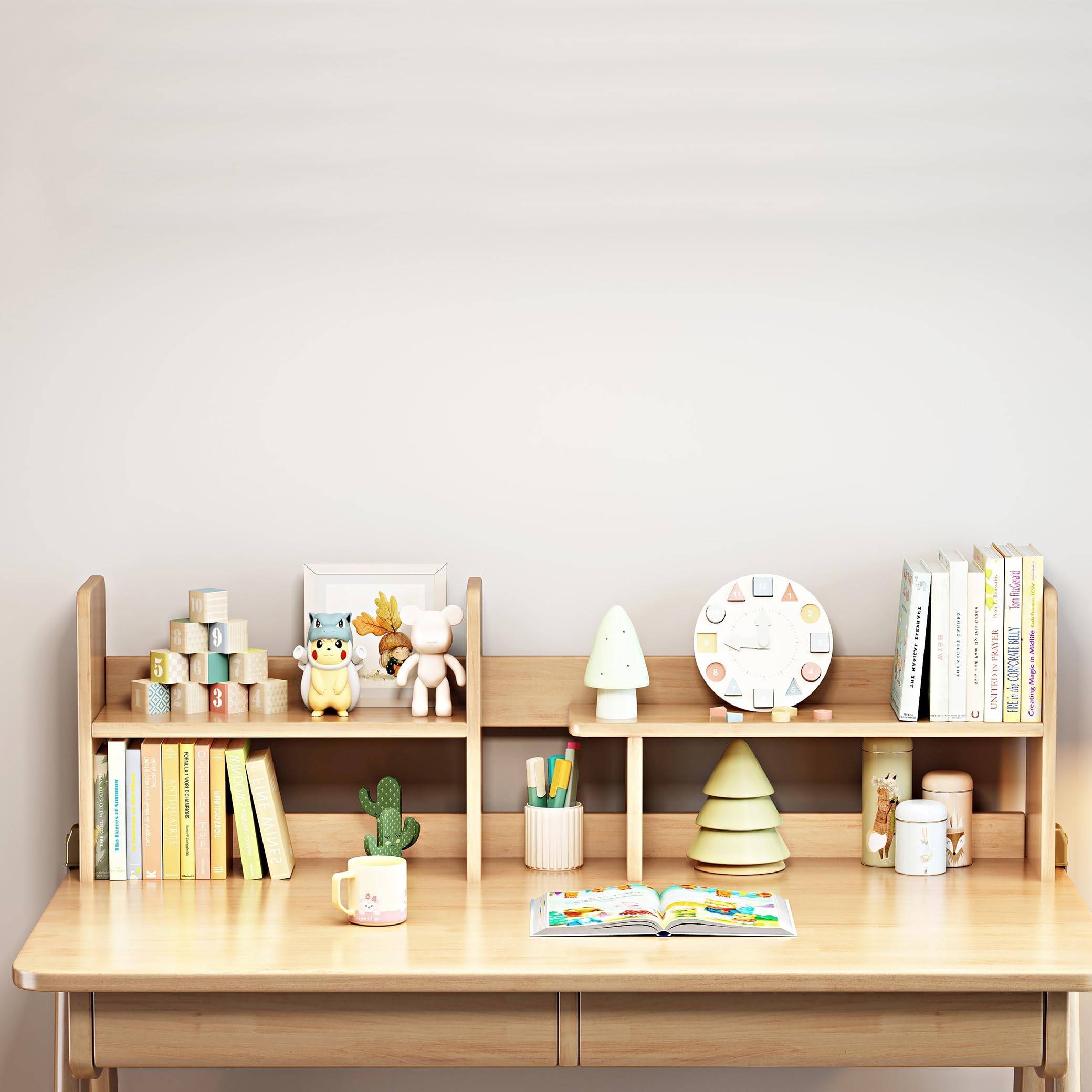 Kids Study Desk with Bookshelf and Drawers