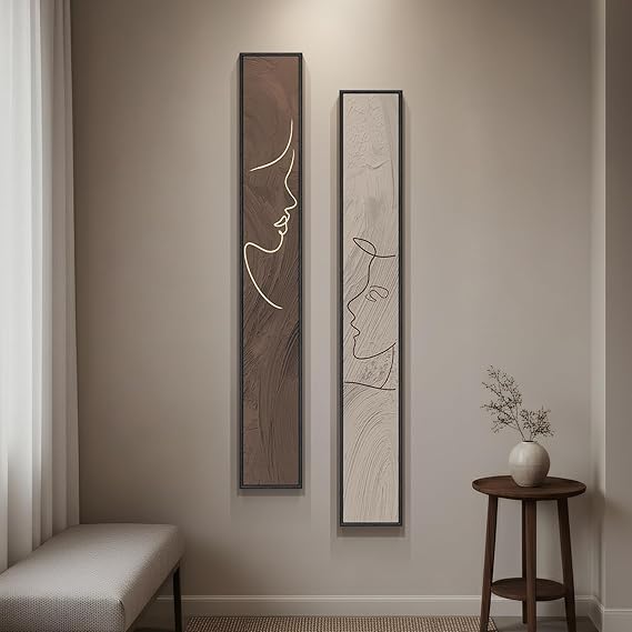 2-Piece Framed Vertical Abstract Canvas Wall Art Set