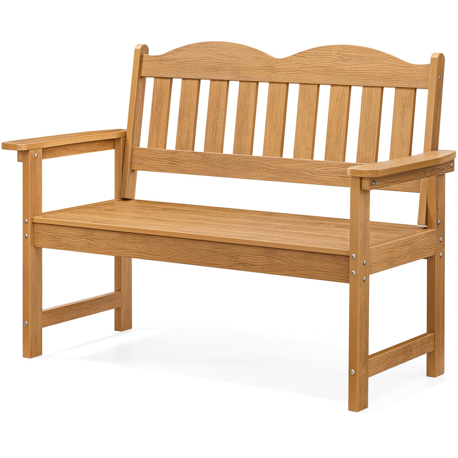 2-Person Poly Lumber Outdoor Bench with Armrests
