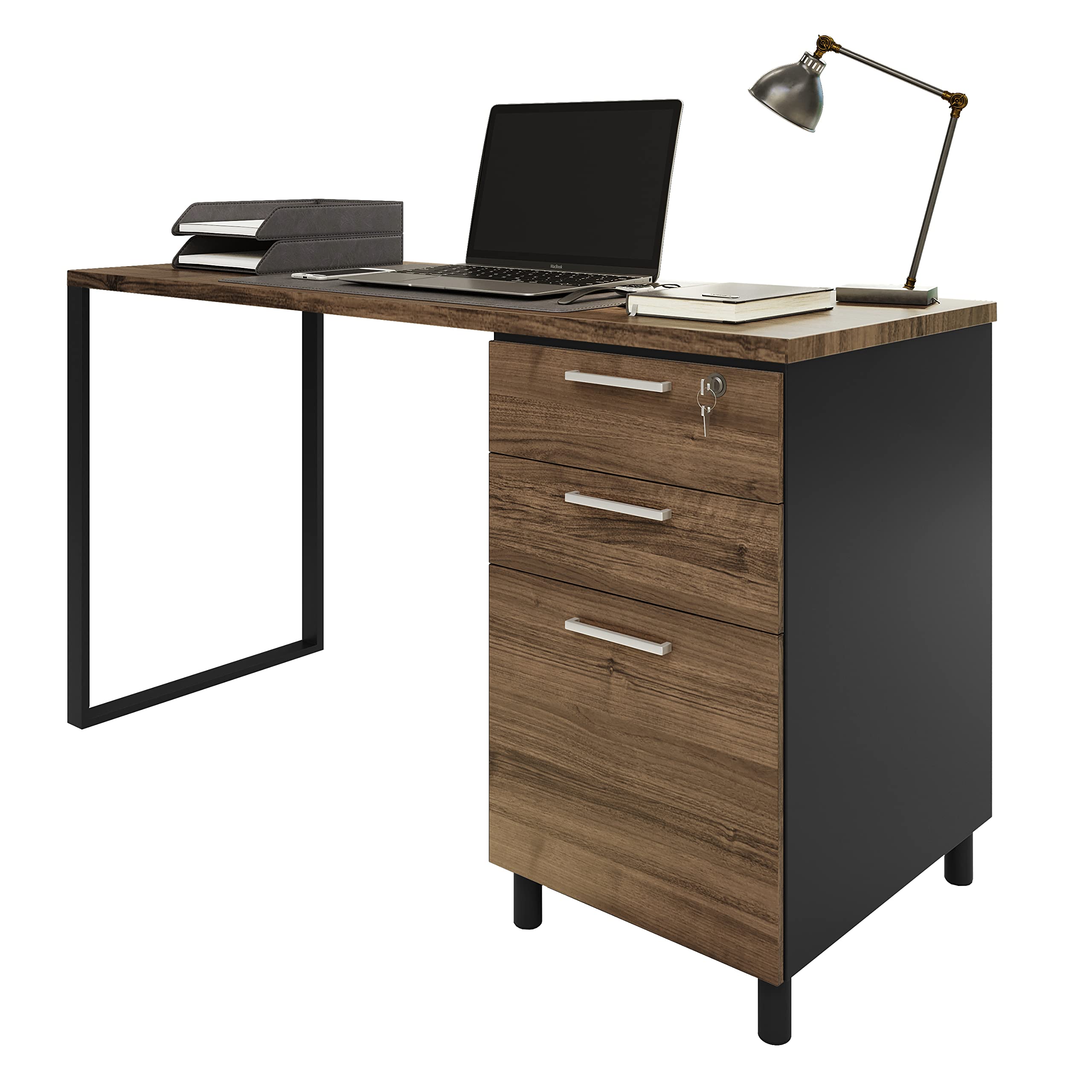 Milano Office Computer Desk with 3 Locking Drawers
