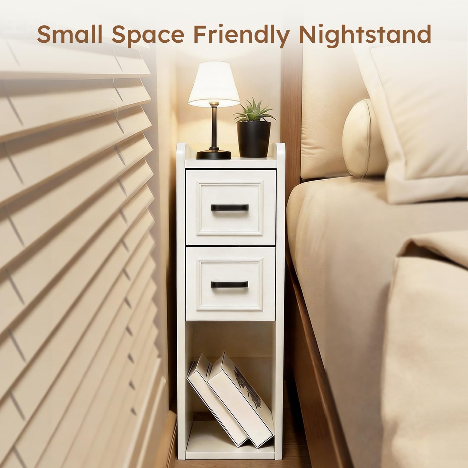 White Farmhouse Nightstand with Drawers