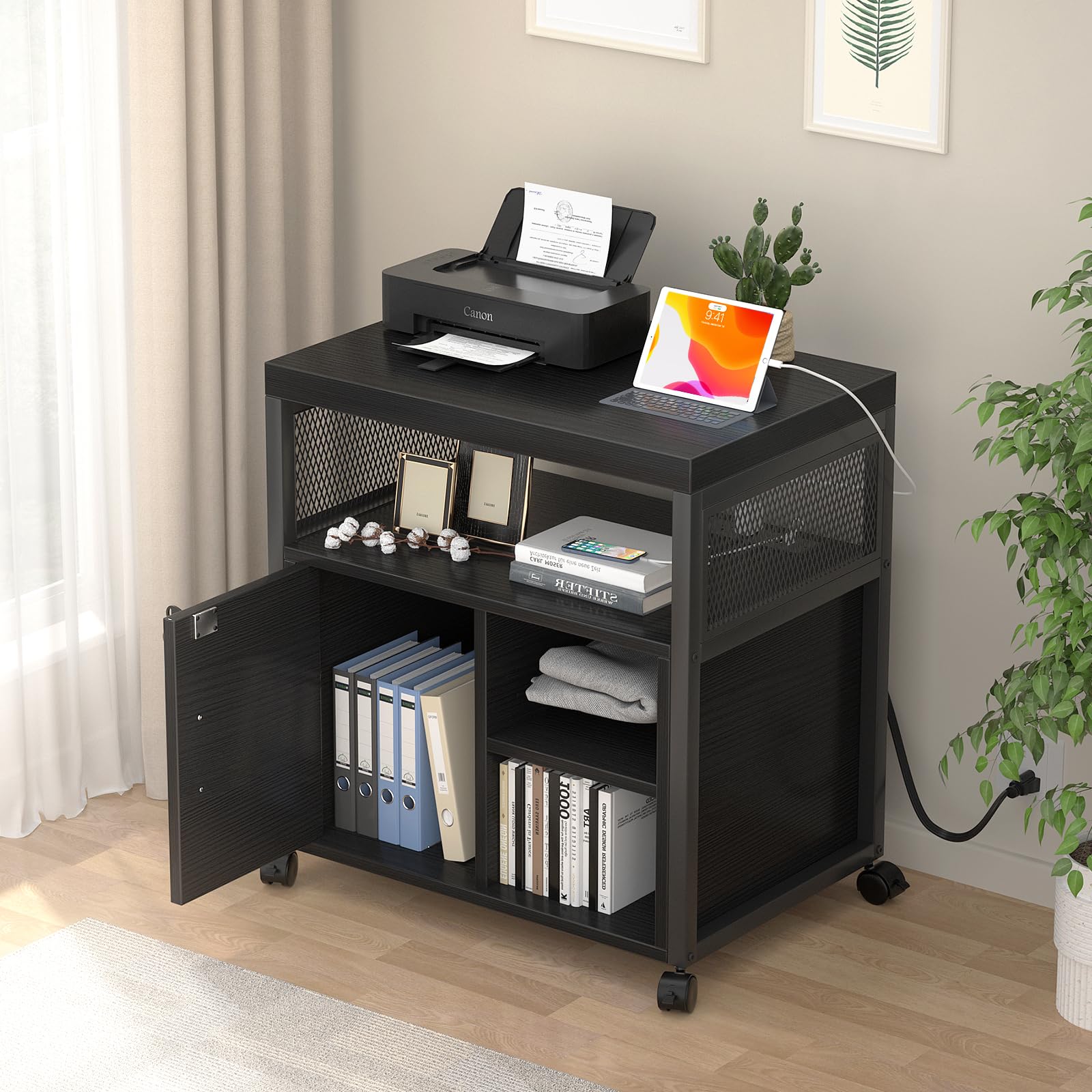 Lateral File Cabinet with Charging Ports