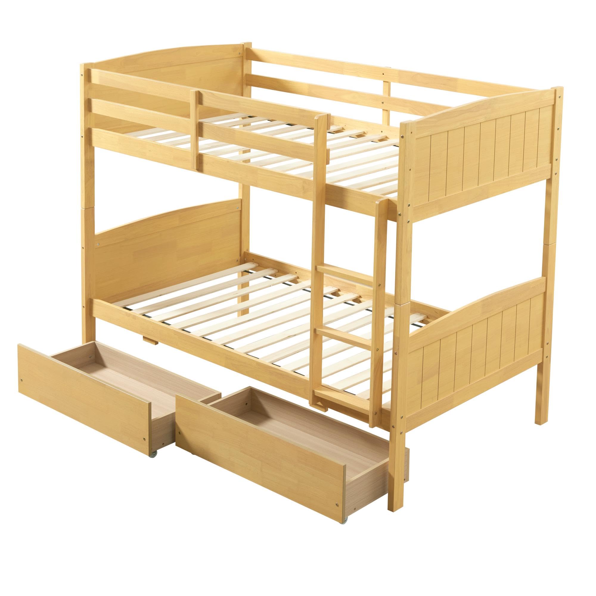 Twin Over Twin Bunk Bed with Storage Drawers