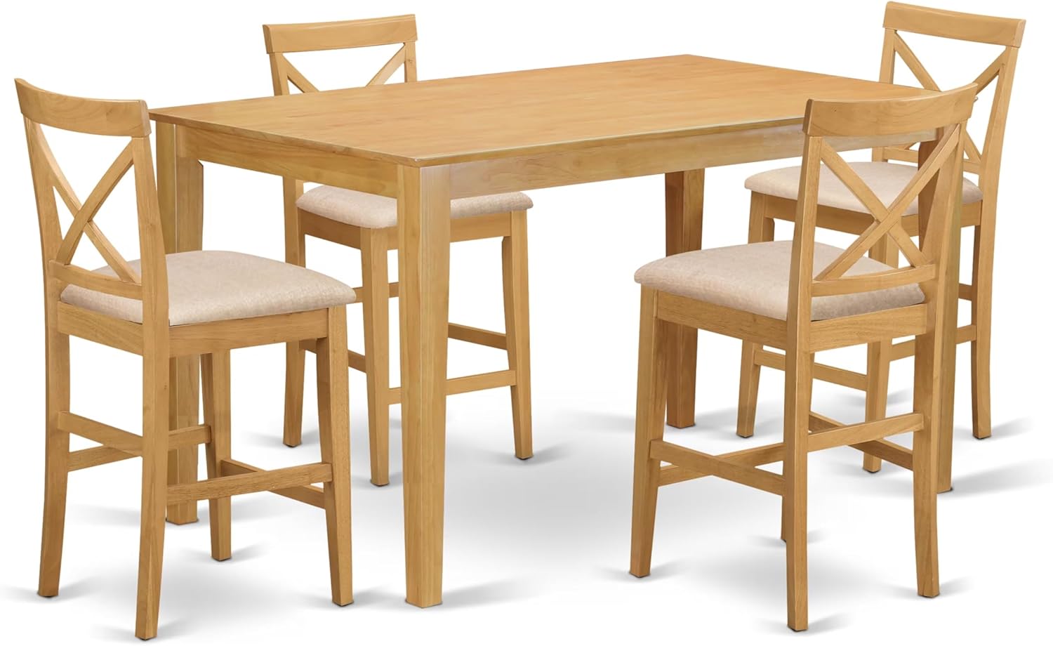 7-Piece Counter Height Dining Set with Linen Fabric Chairs