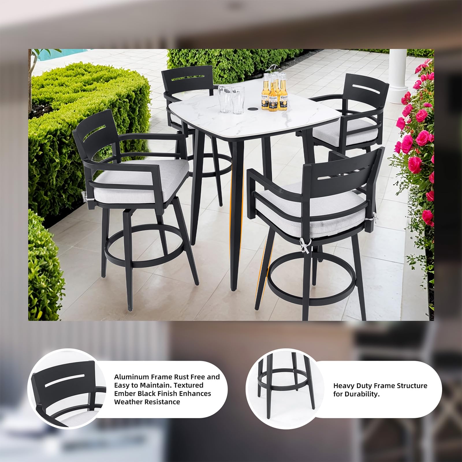 Swivel Outdoor Bar Stools Set of 2