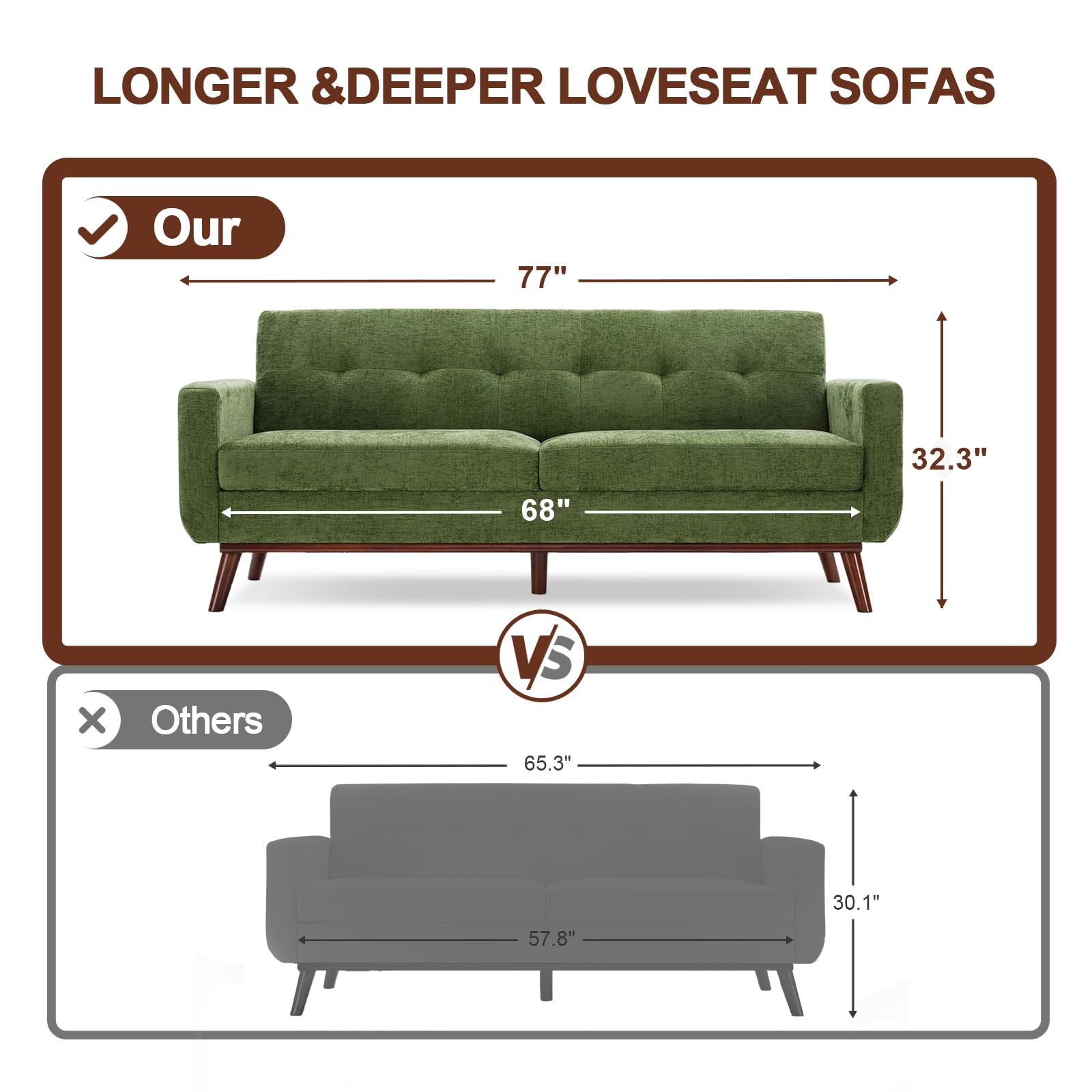 77" Chenille Loveseat Sofa for Living Room