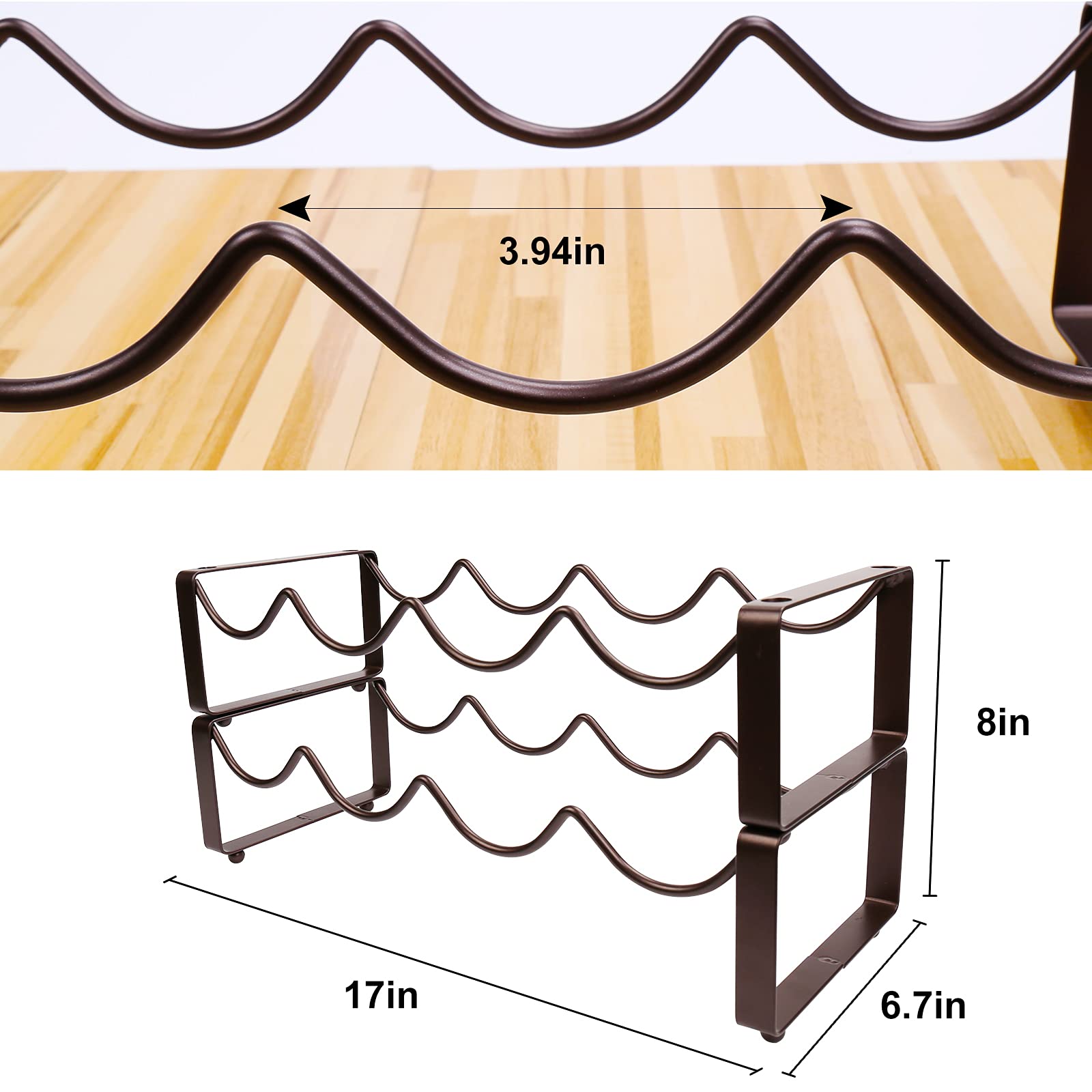 2 Tier Stackable Wine Rack - 8 Bottle Countertop Storage