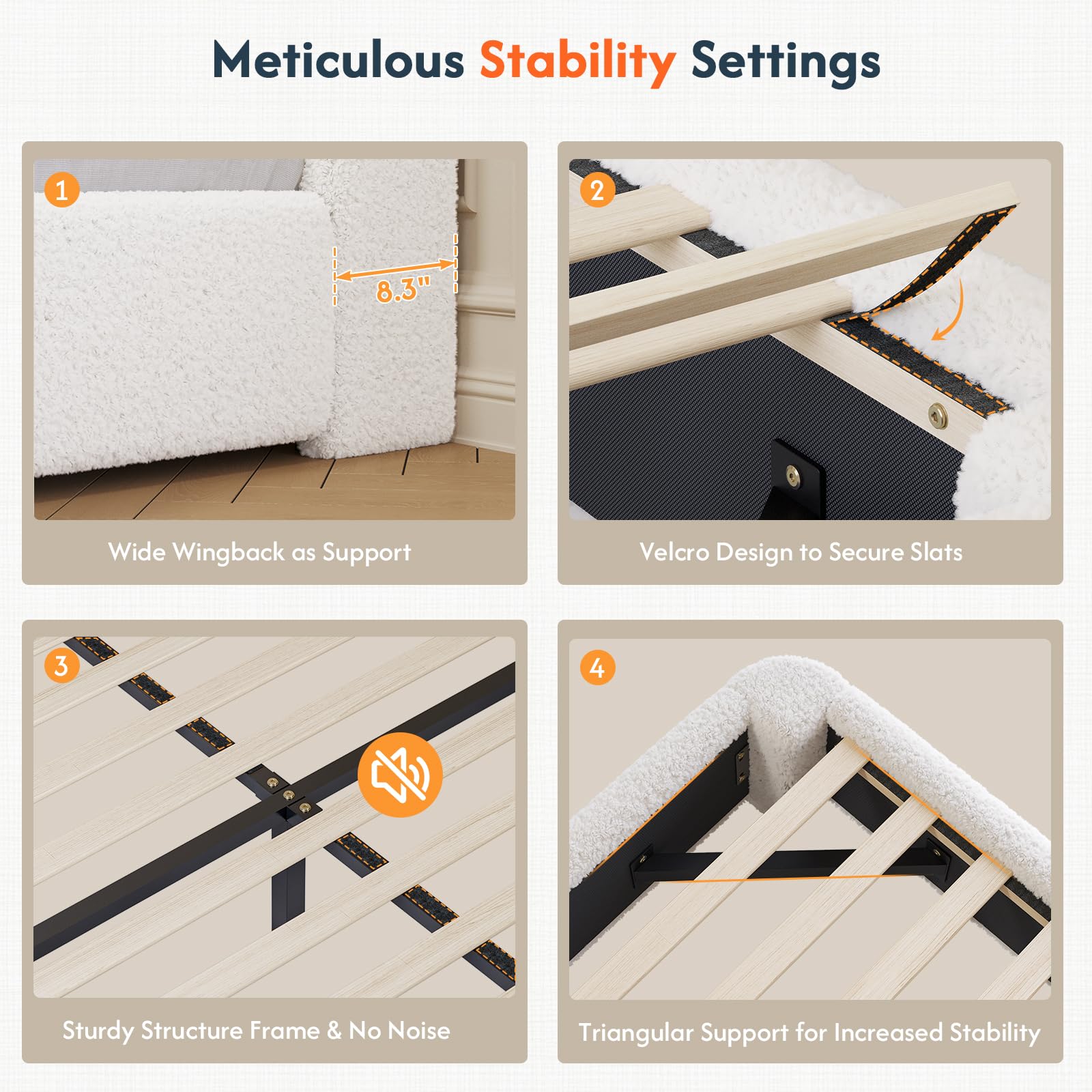 Queen Boucle Bed Frame with Headboard