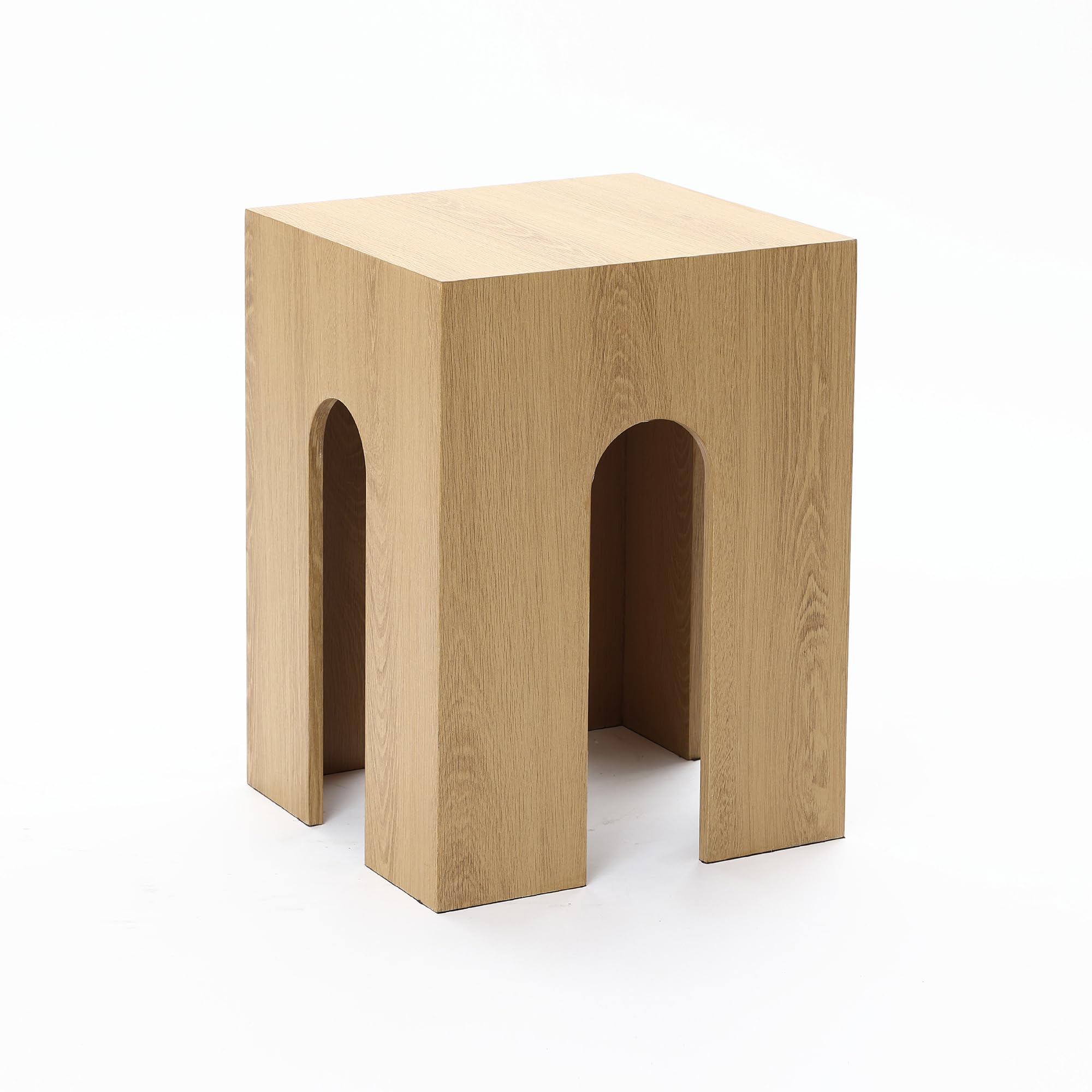 Nesting End Table Set of 3 - Oak Finish Japandi Arch Design
