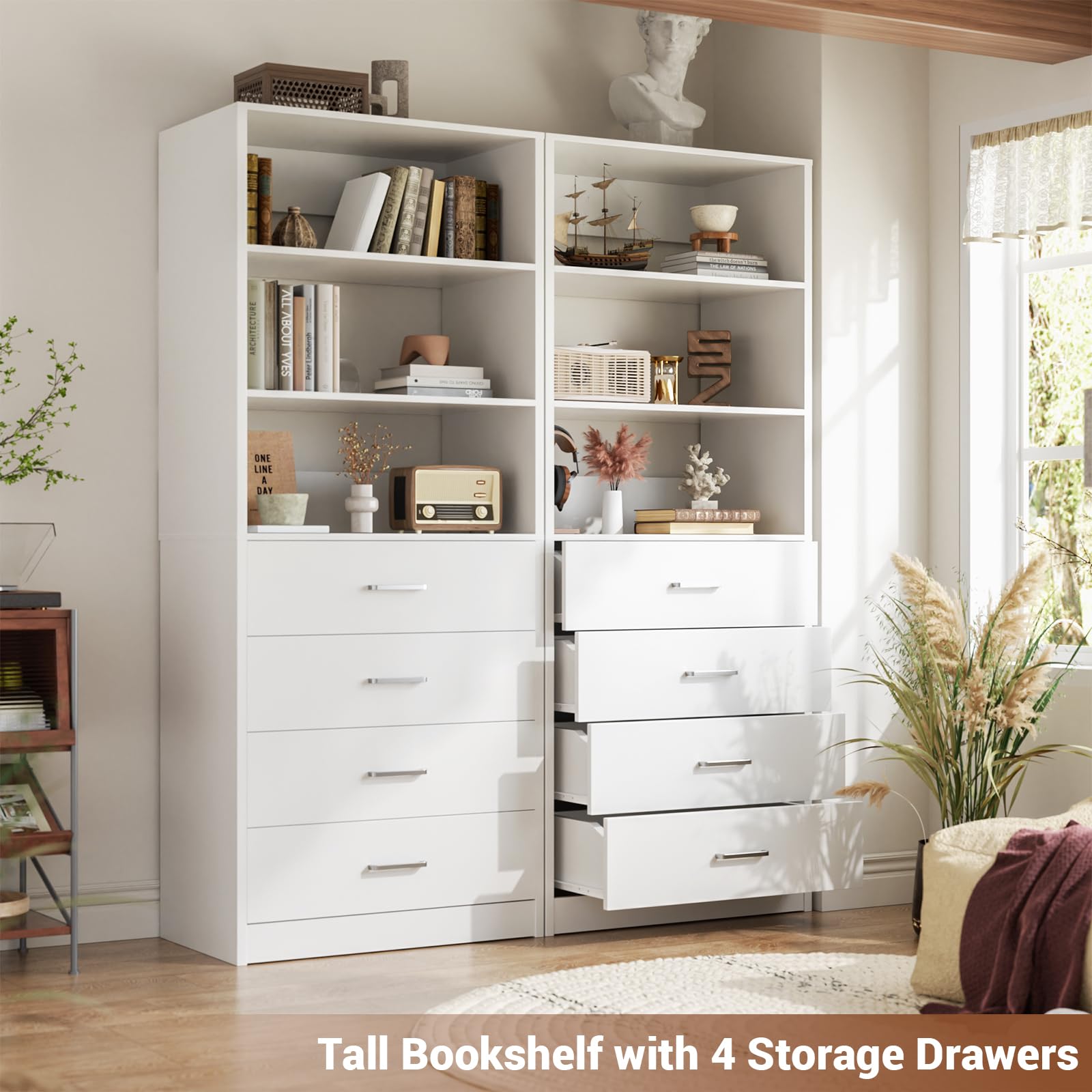 Wood Closet System with 4 Drawers - White