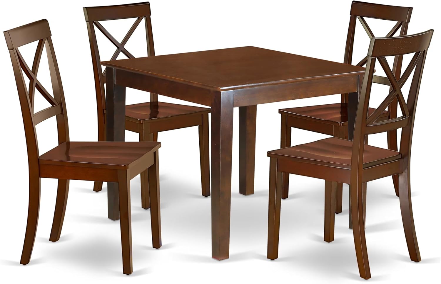 5-Piece Square Dining Set with Faux Leather Chairs