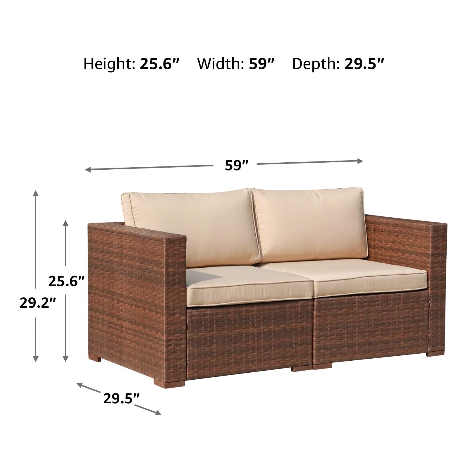 Outdoor Wicker Loveseat 2-Piece Sectional Corner Sofa Set