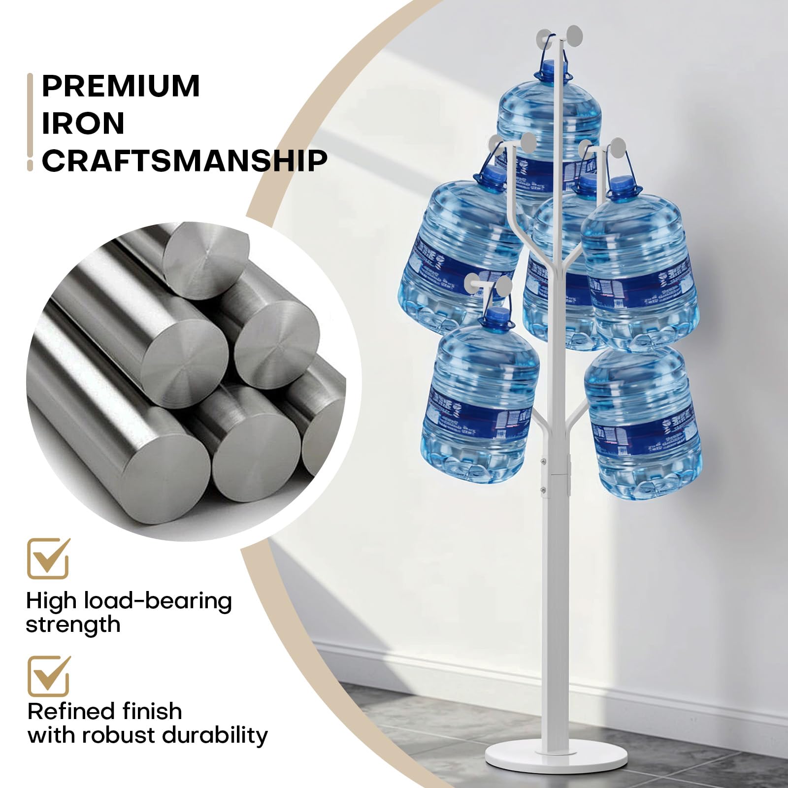 Freestanding Metal Coat Rack with 10 Hooks