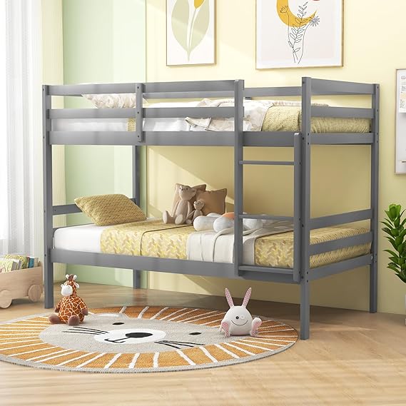 Twin Over Twin Bunk Bed with Storage and Ladder