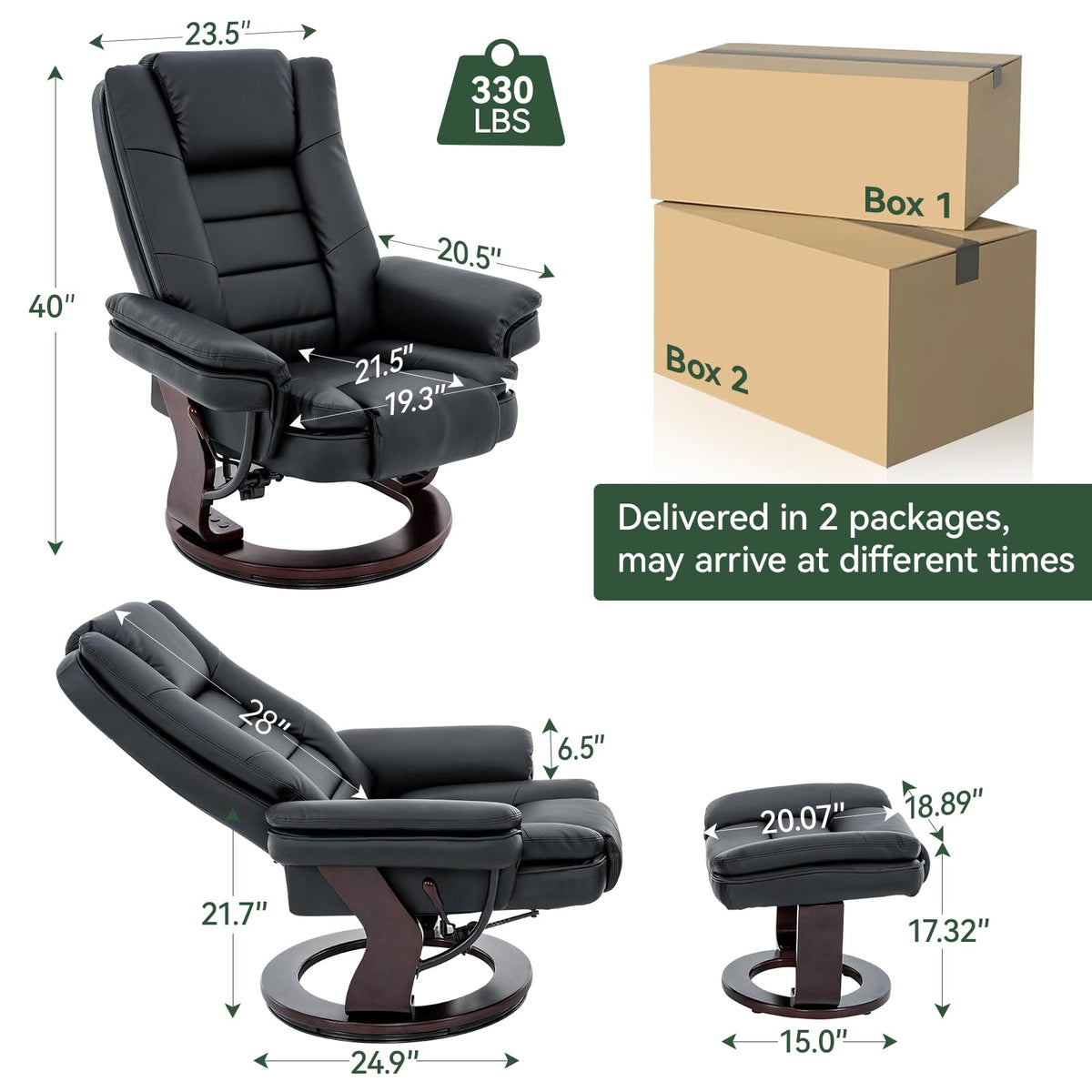 Swivel Recliner Chair with Ottoman