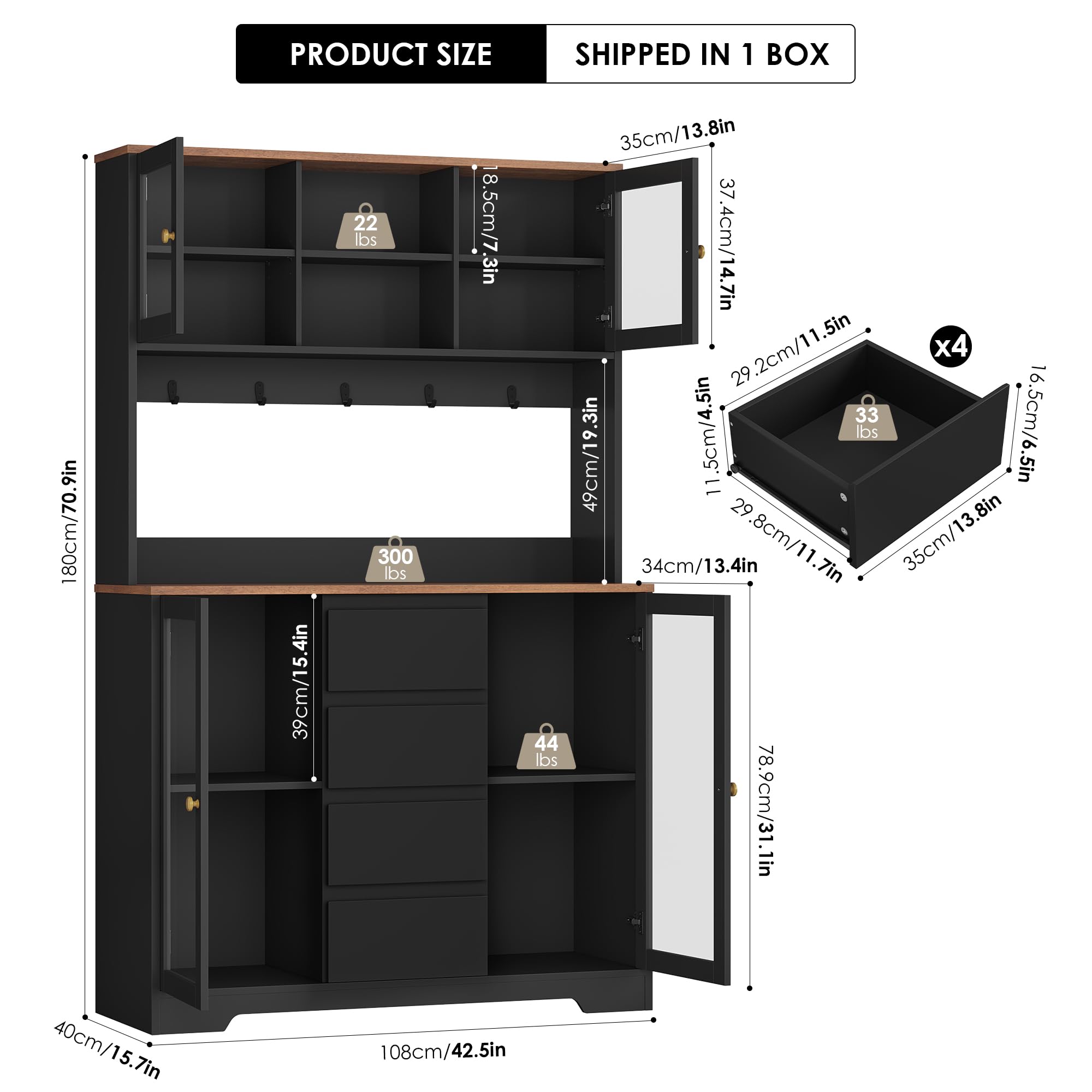Kitchen Pantry Cabinet with Coffee Bar