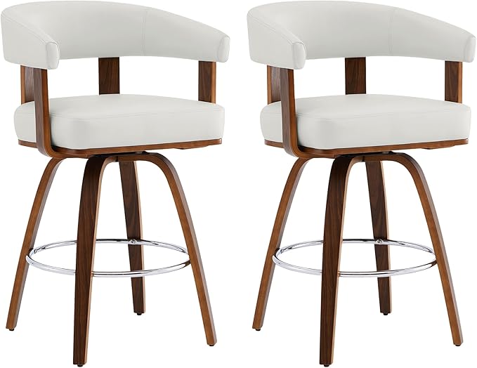 Swivel Counter Height Barstools Set of 2 with Back and Armrest