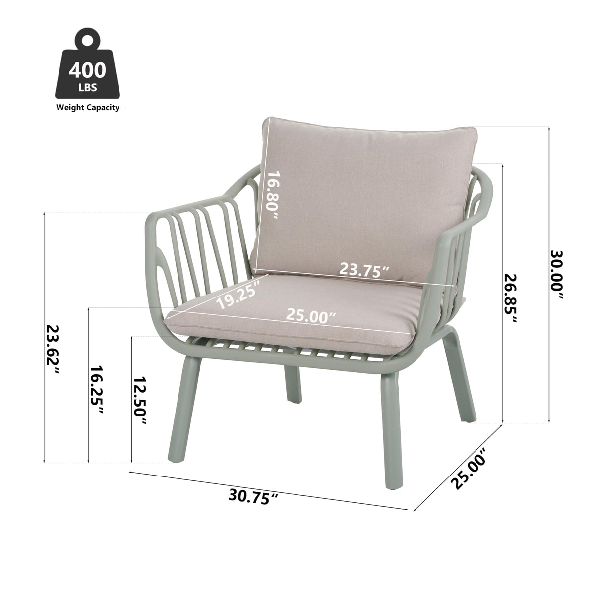 2-Piece Outdoor Bistro Set with Cushioned Armchairs