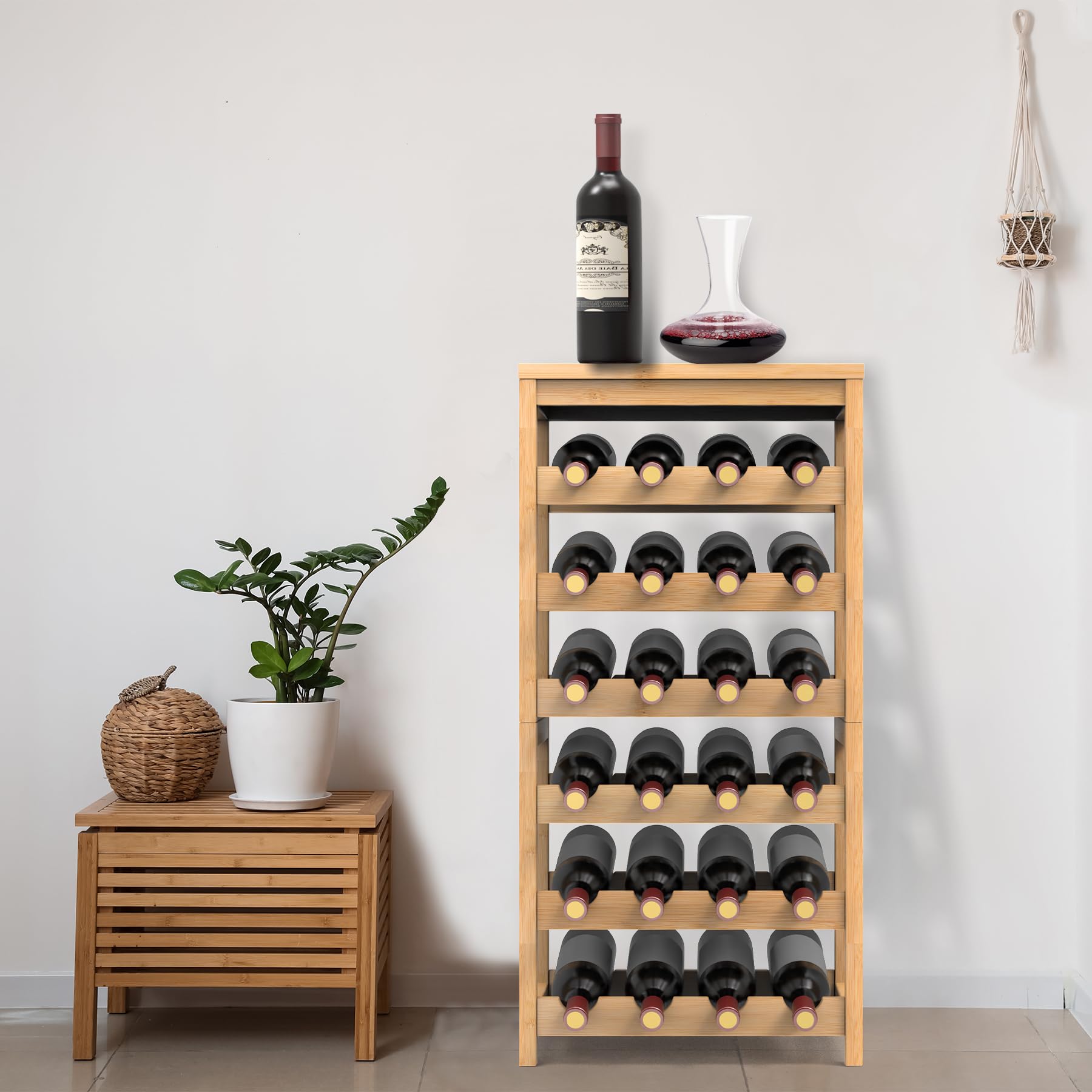 6 Tier Bamboo Wine Rack 24 Bottle