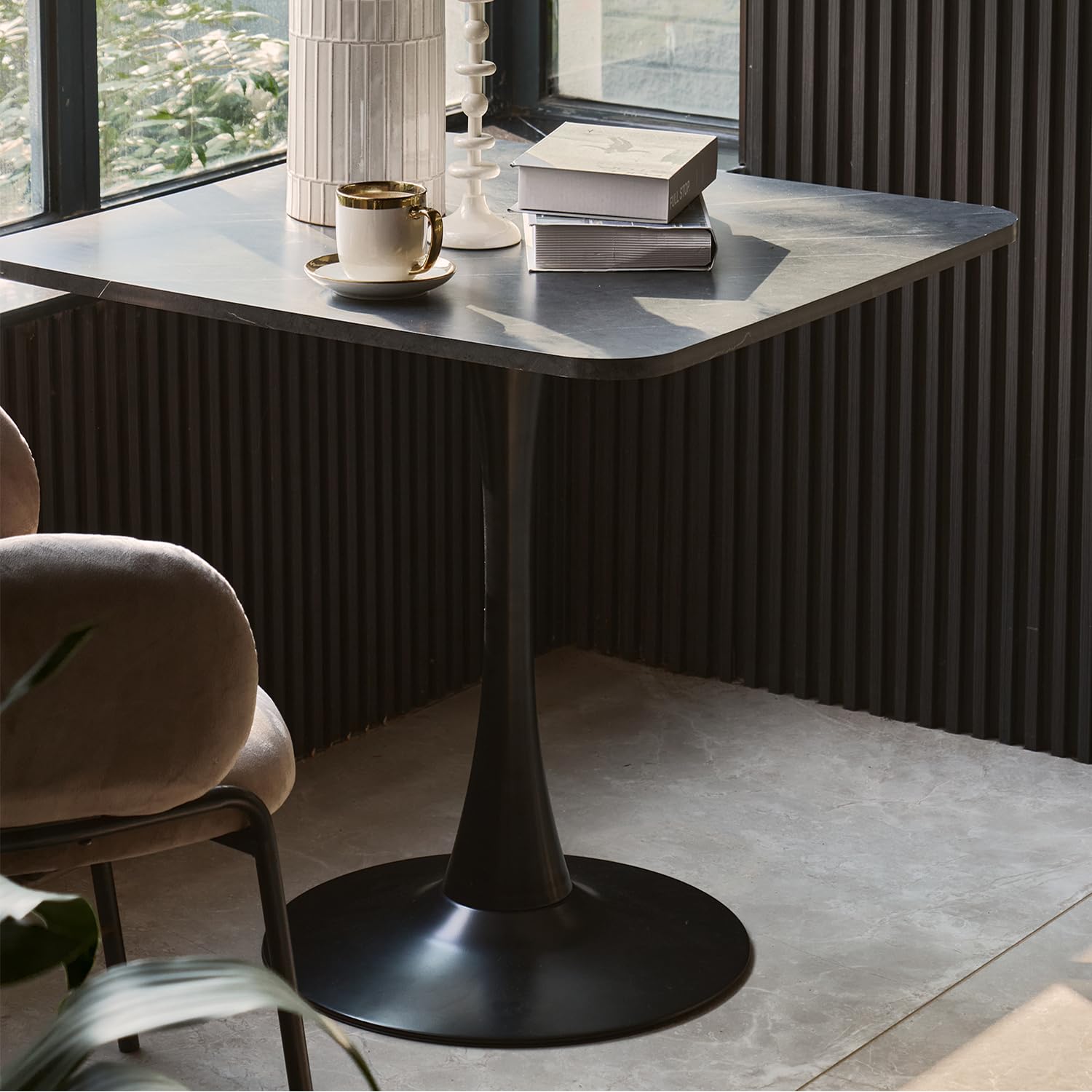 30-Inch Square Bistro Table with Faux Marble Top