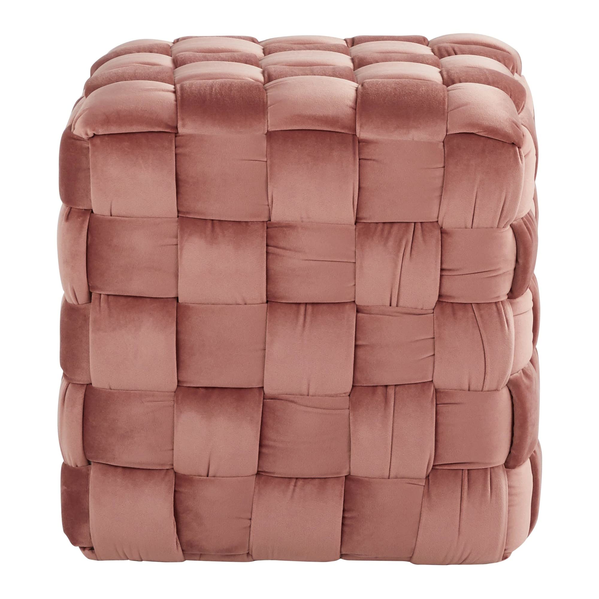 Braided Square Velvet Ottoman 16.5"