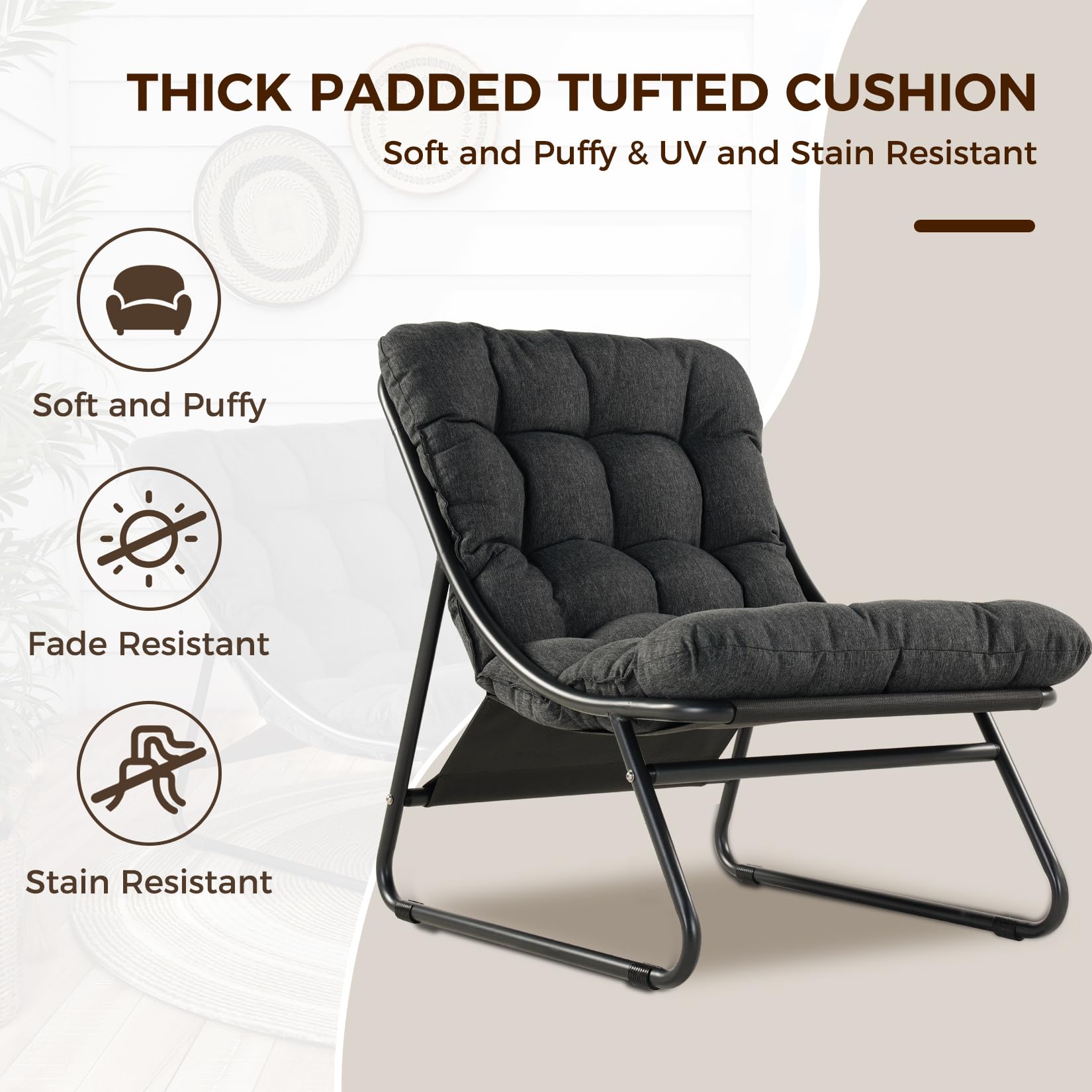 Outdoor Lounge Chair with Ottoman - Modern Patio Recliner Set