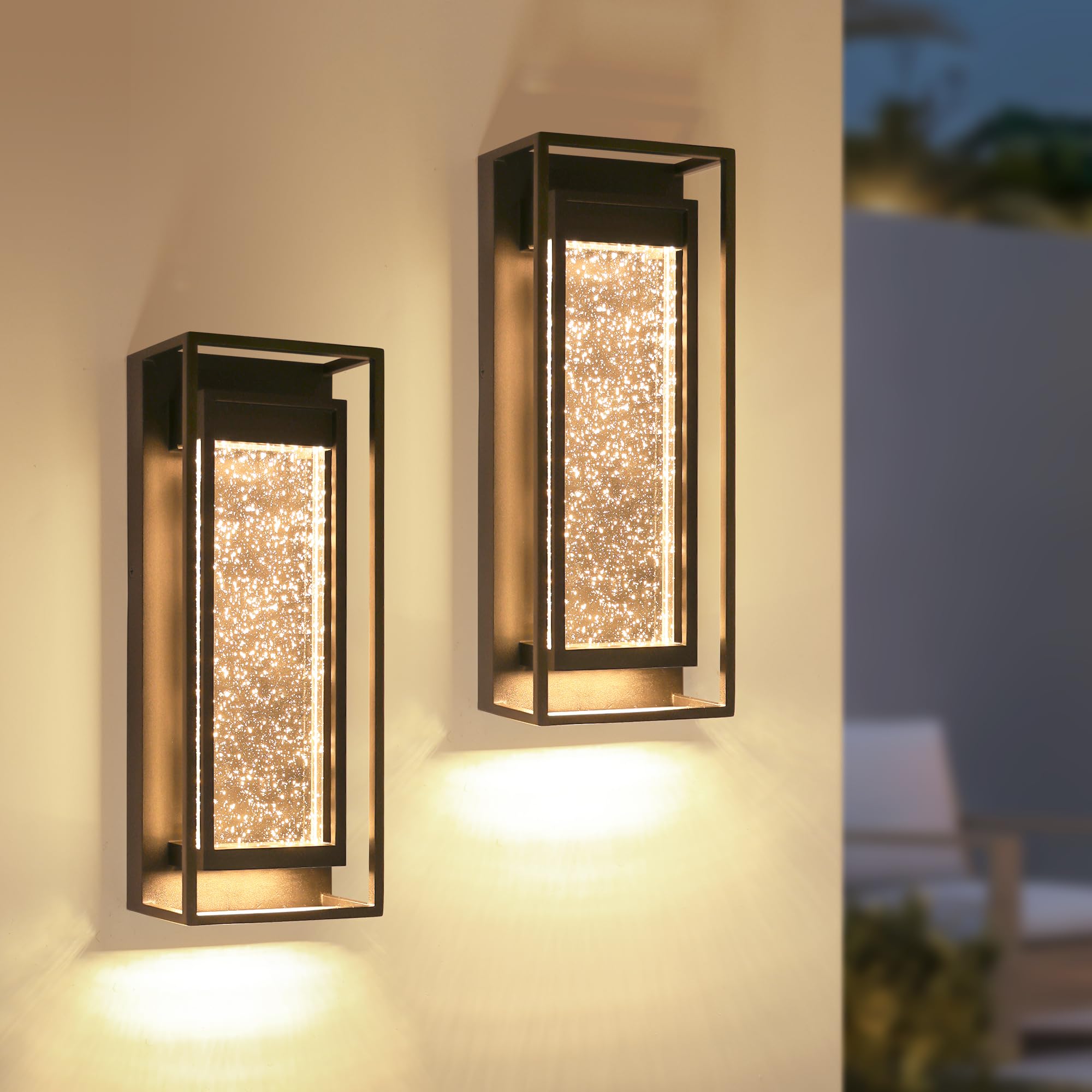 Outdoor Wall Light Fixture with Crystal Glass