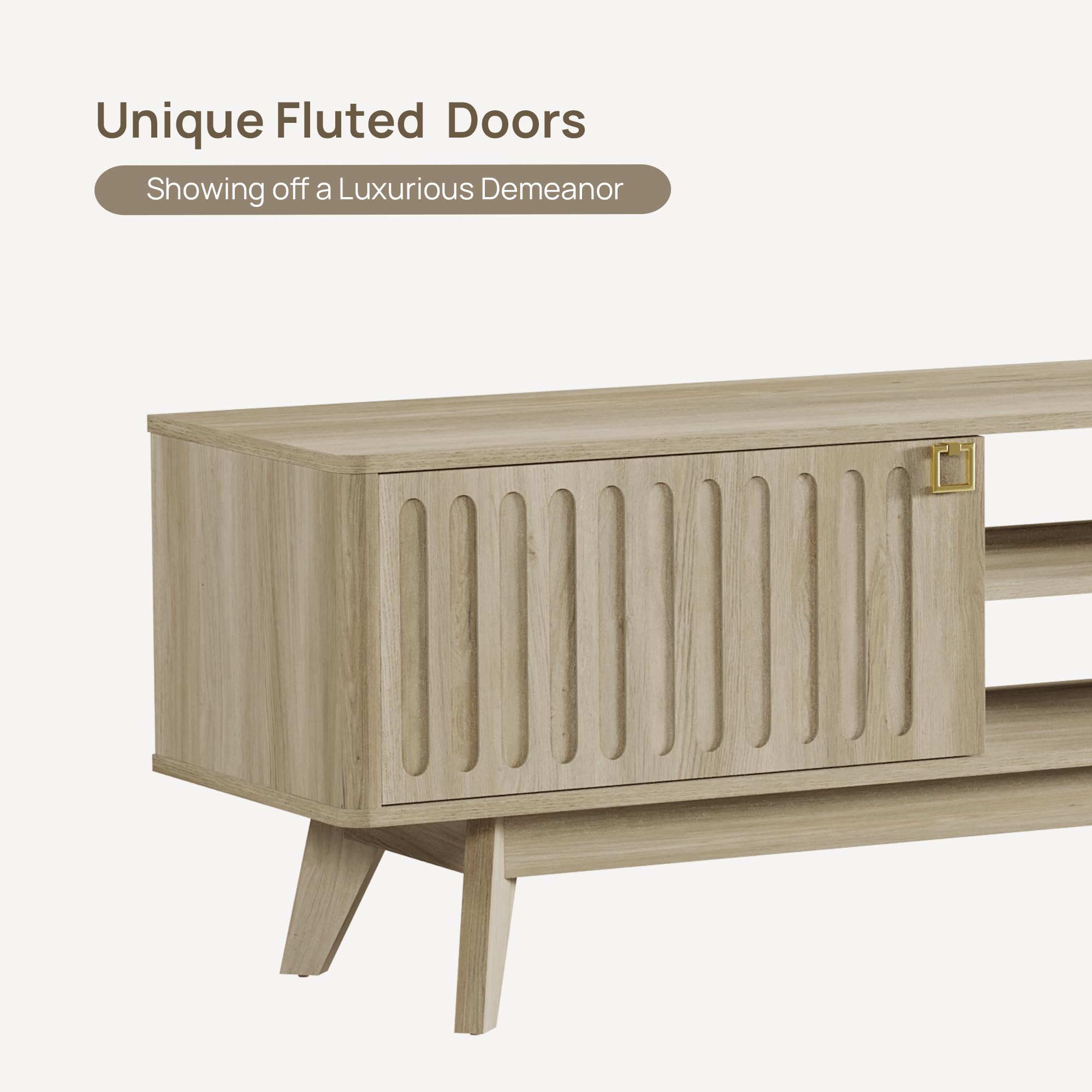 Modern TV Stand for 65-80 Inch TV with Storage Cabinets