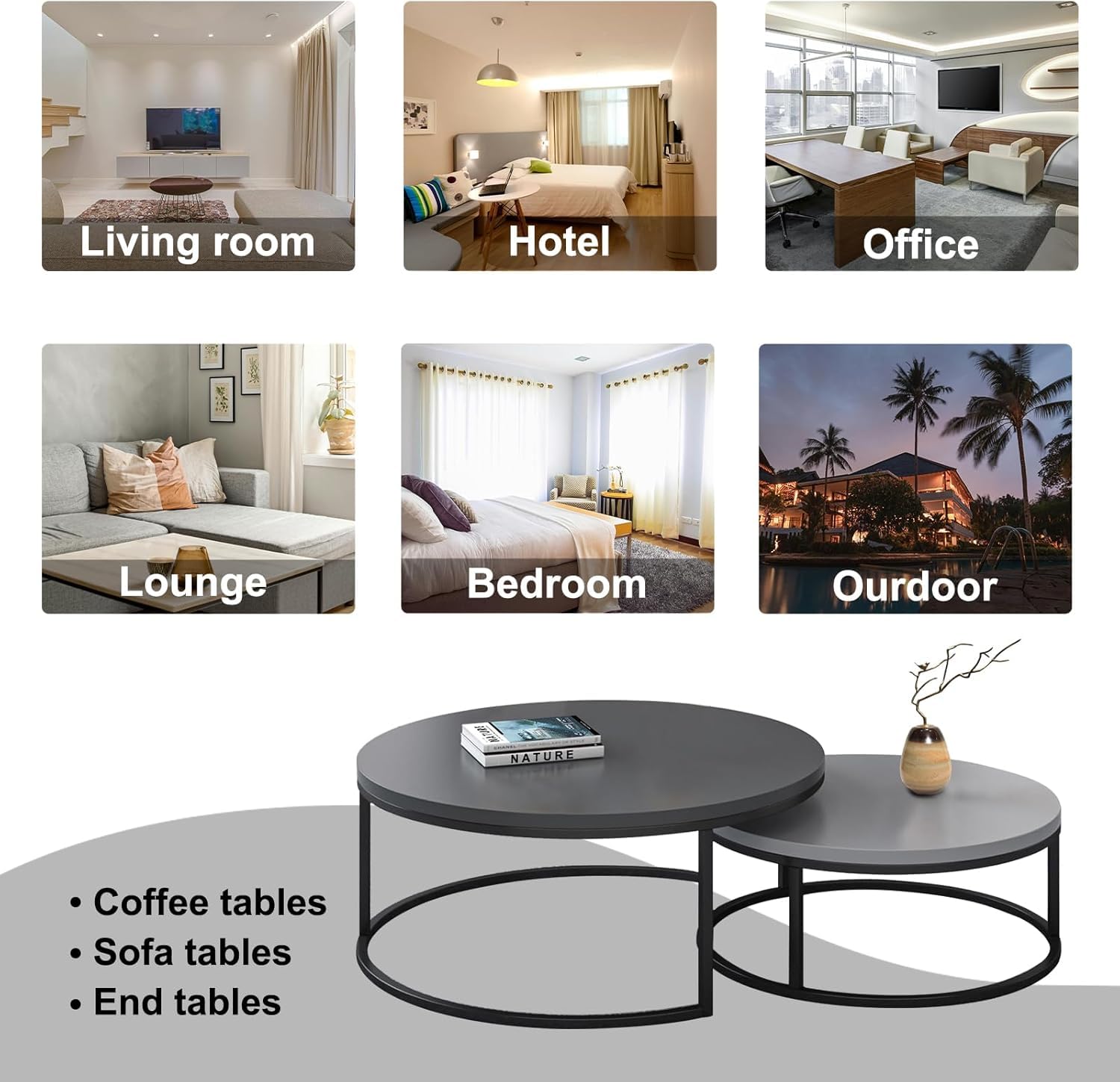 Round Nesting Coffee Table Set of 2