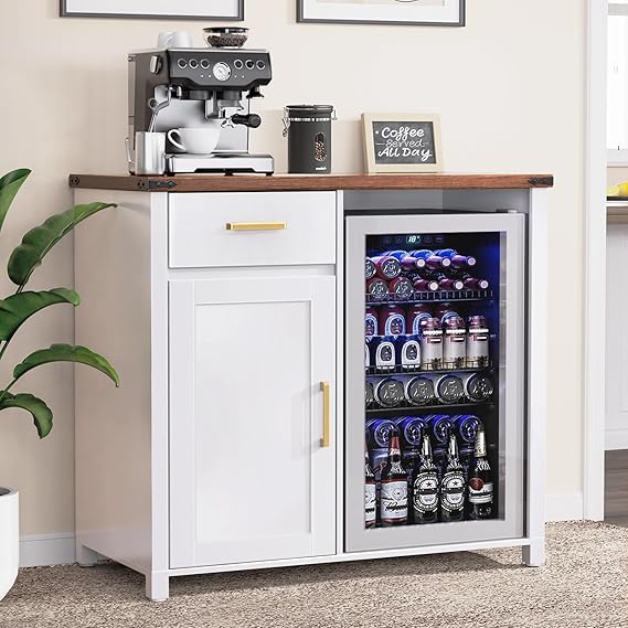 Coffee Bar Cabinet with Mini Fridge Space