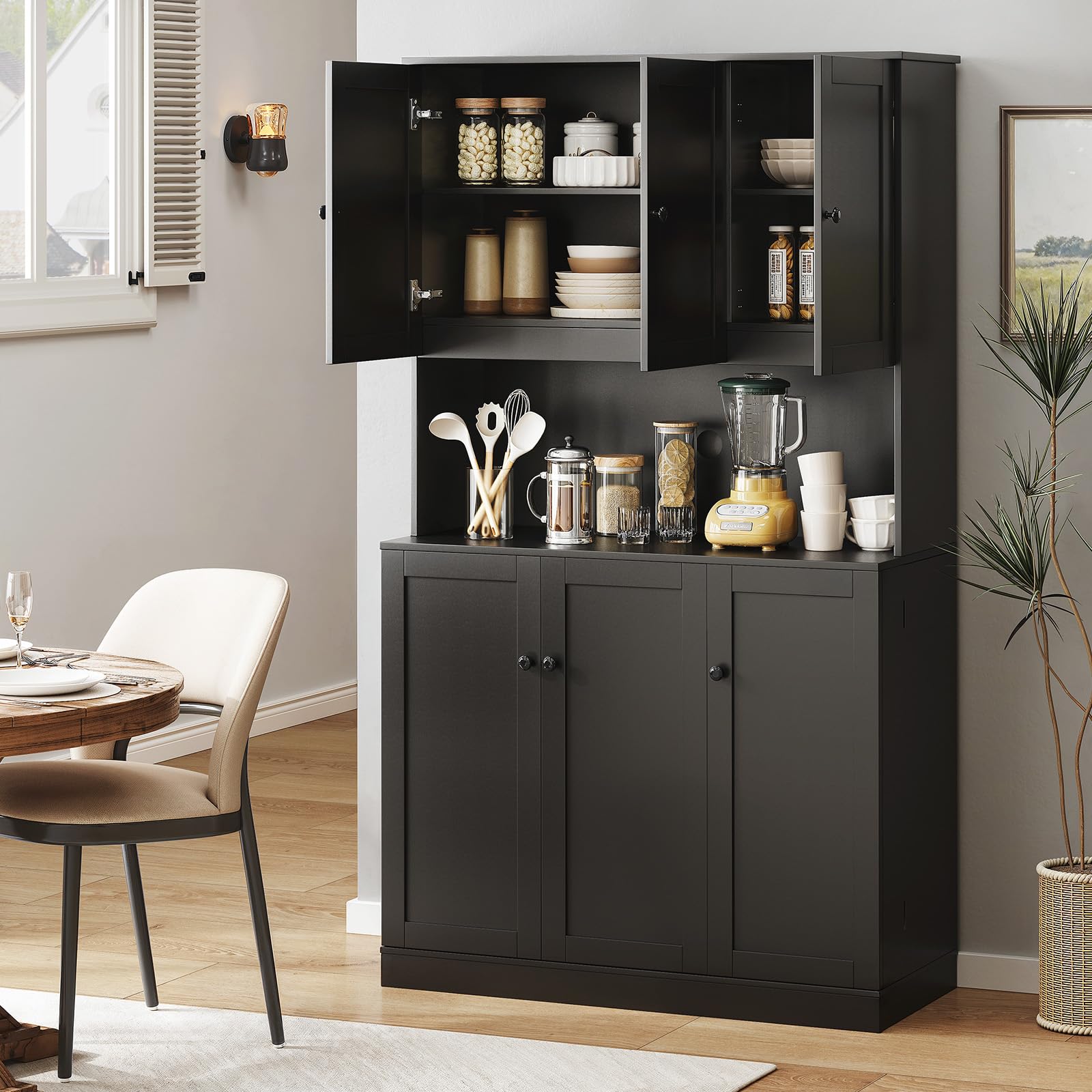 71" Tall Kitchen Pantry Storage Cabinet with Microwave Stand