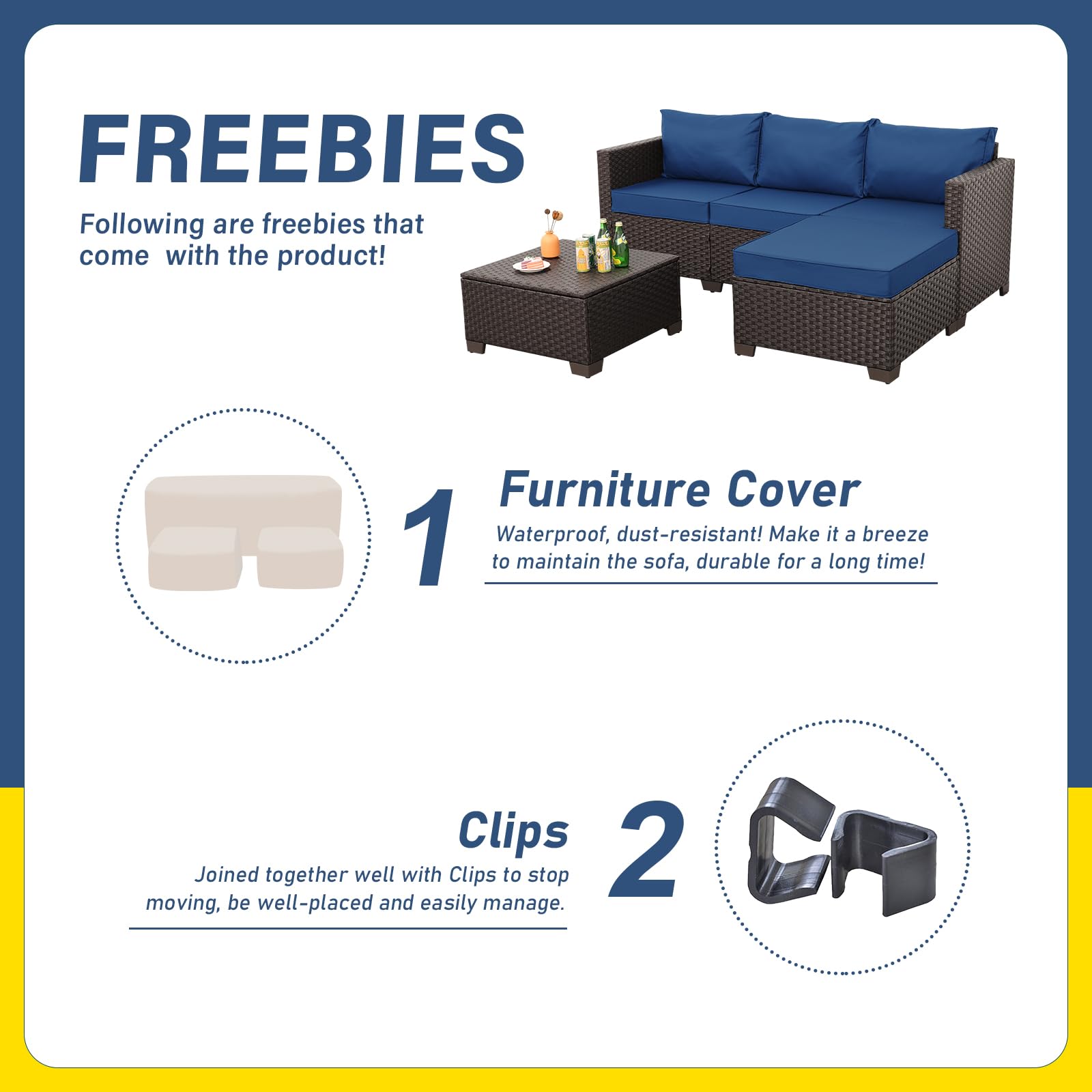 3-Piece Outdoor Sectional Sofa Set with Storage Table
