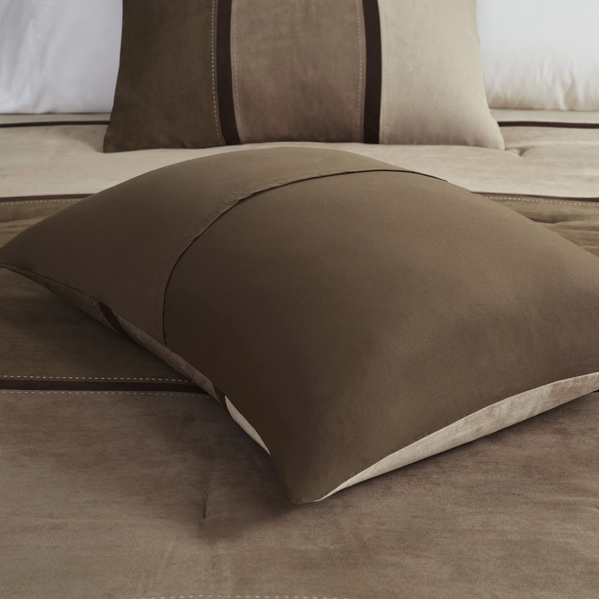 King Comforter Set 7-Piece Faux Suede