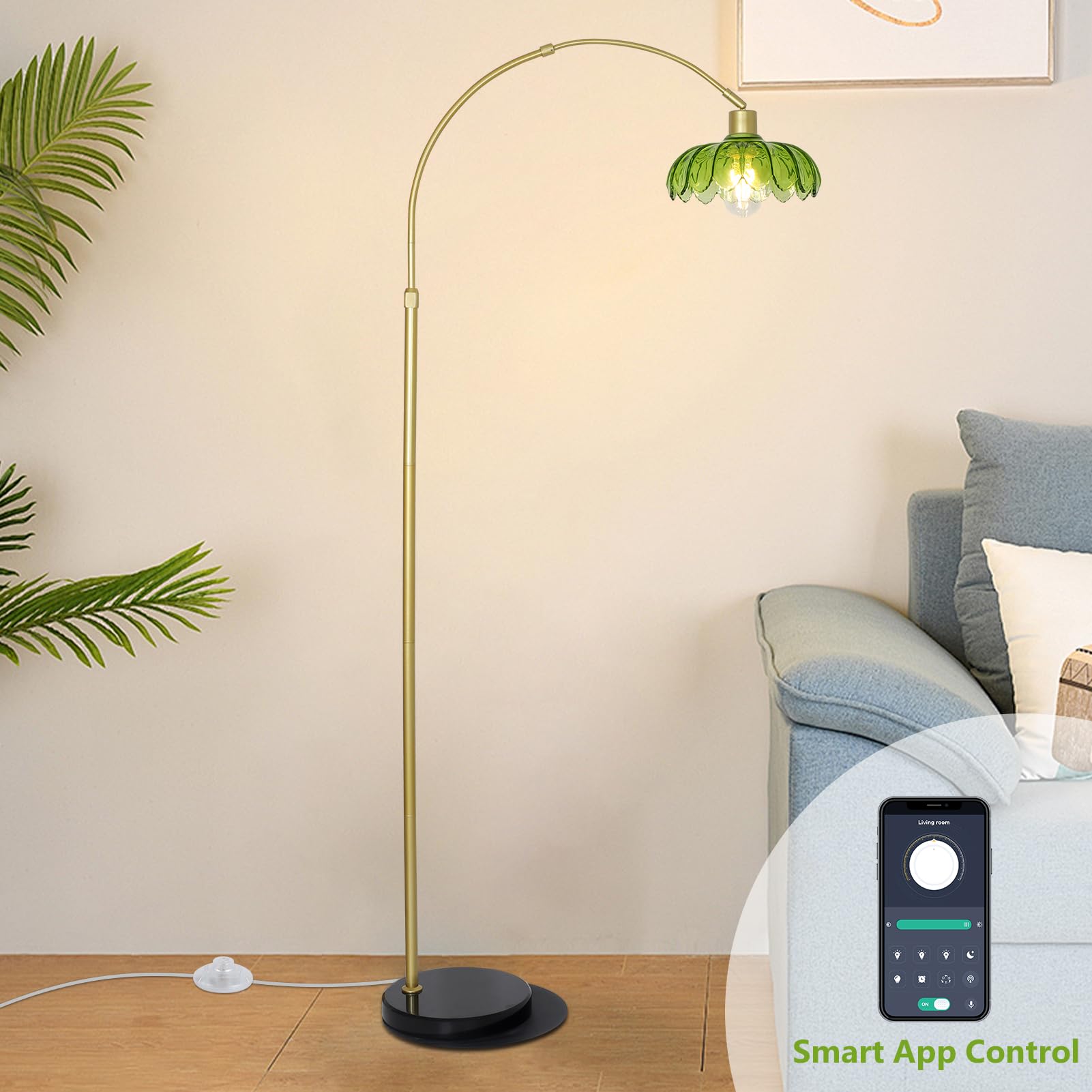 Arc Floor Lamp with Remote Control and LED Bulb