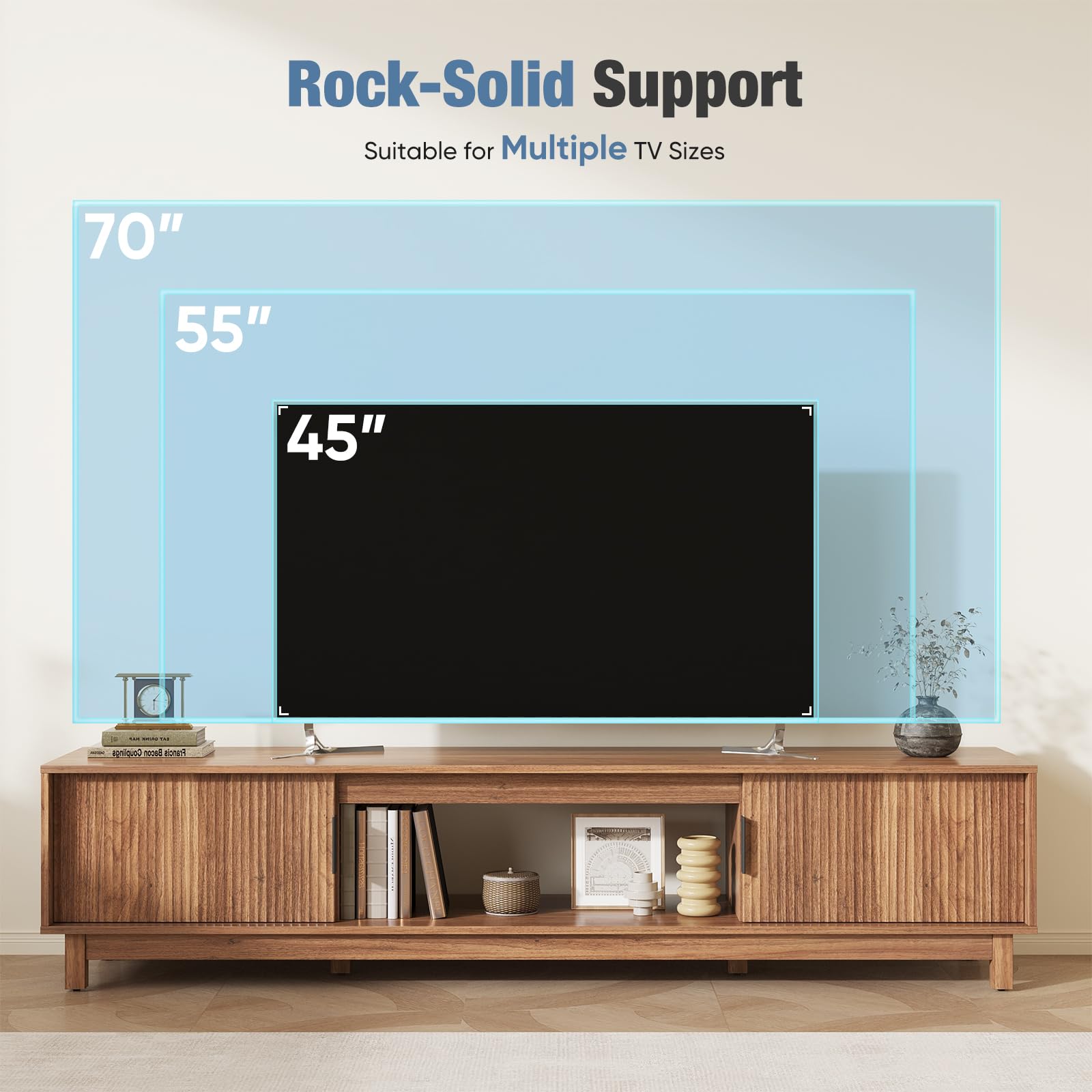 70" Mid-Century Modern TV Stand with Storage Cabinet