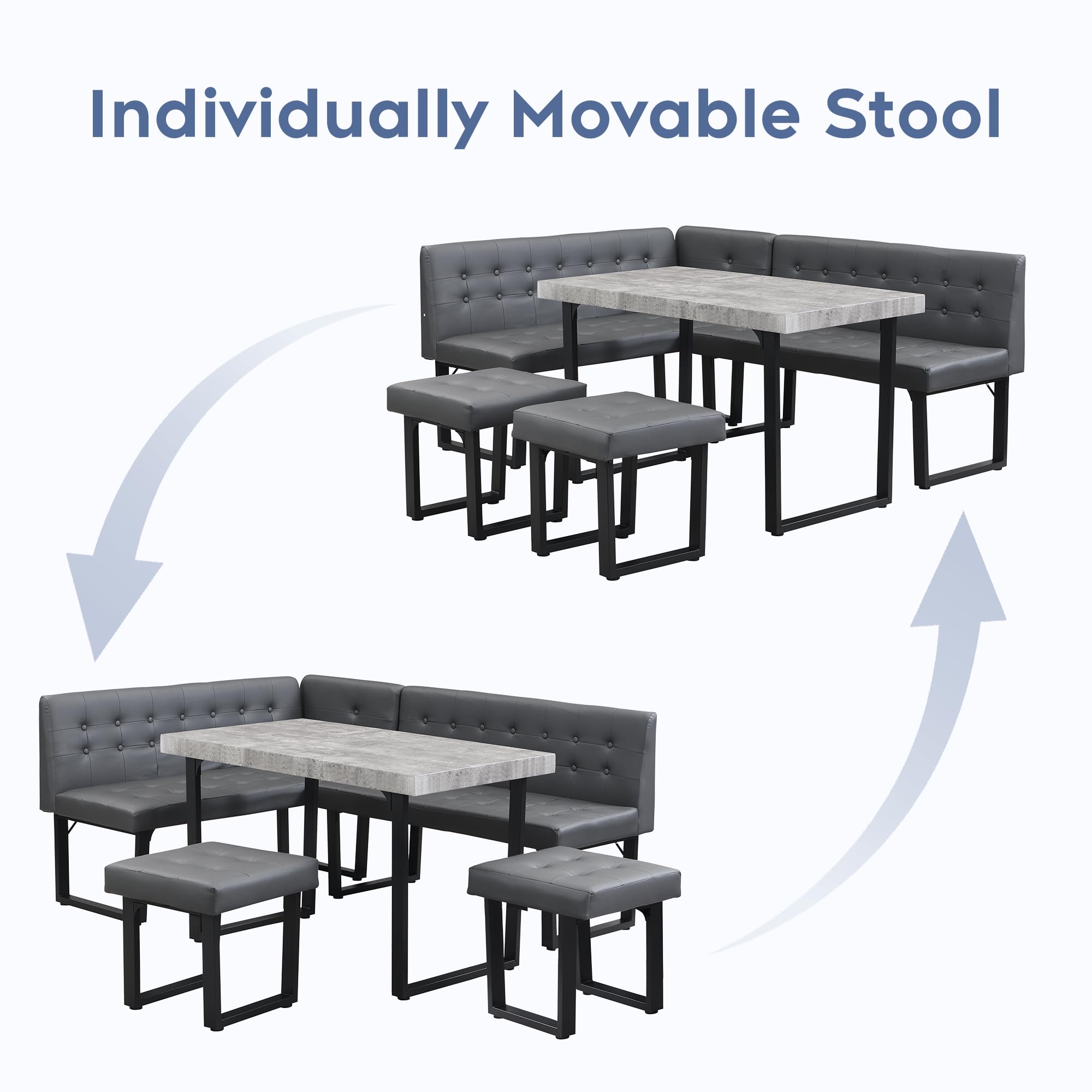 Corner Dining Table Set with Storage Bench