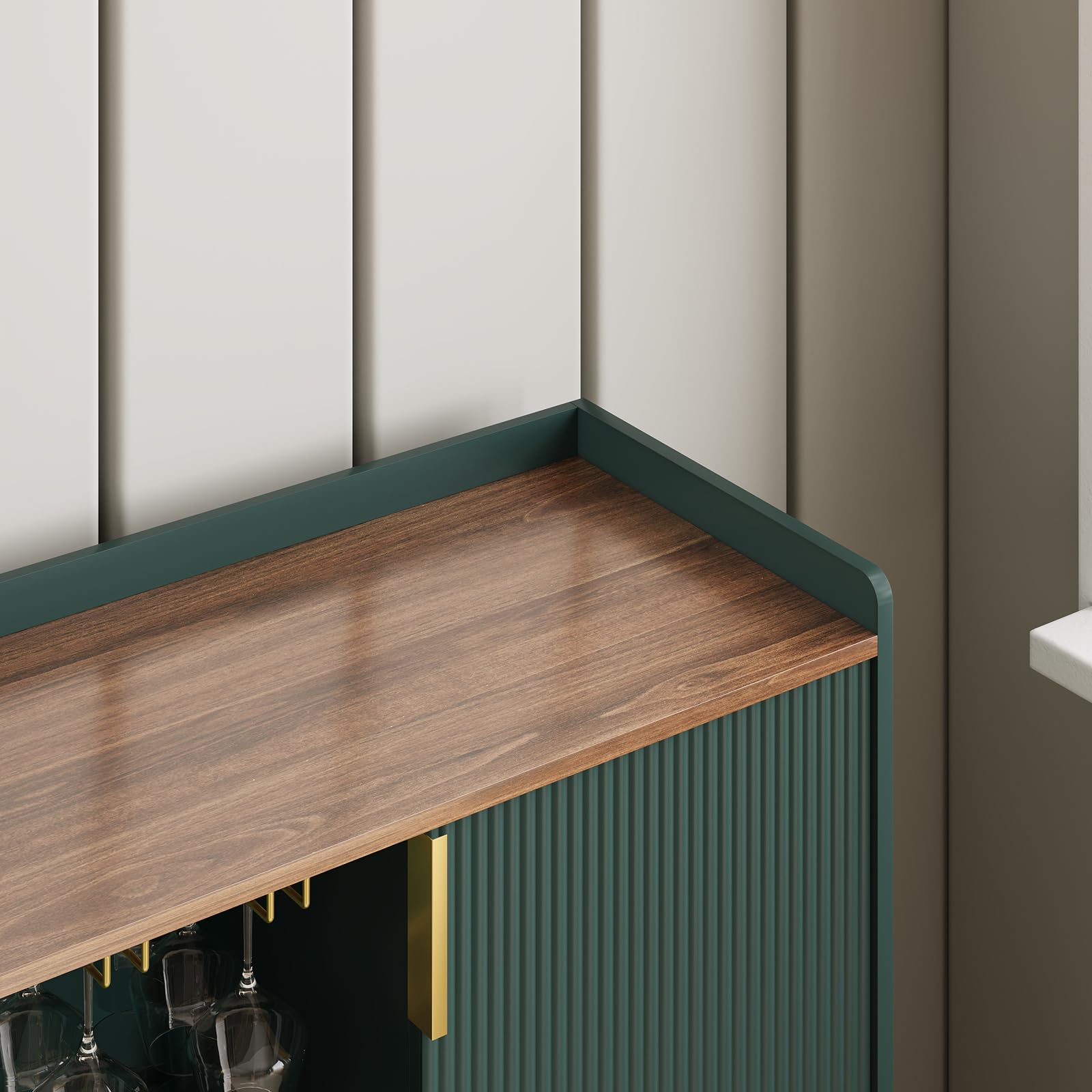 48" Wine Bar Cabinet with Fluted Texture and Storage