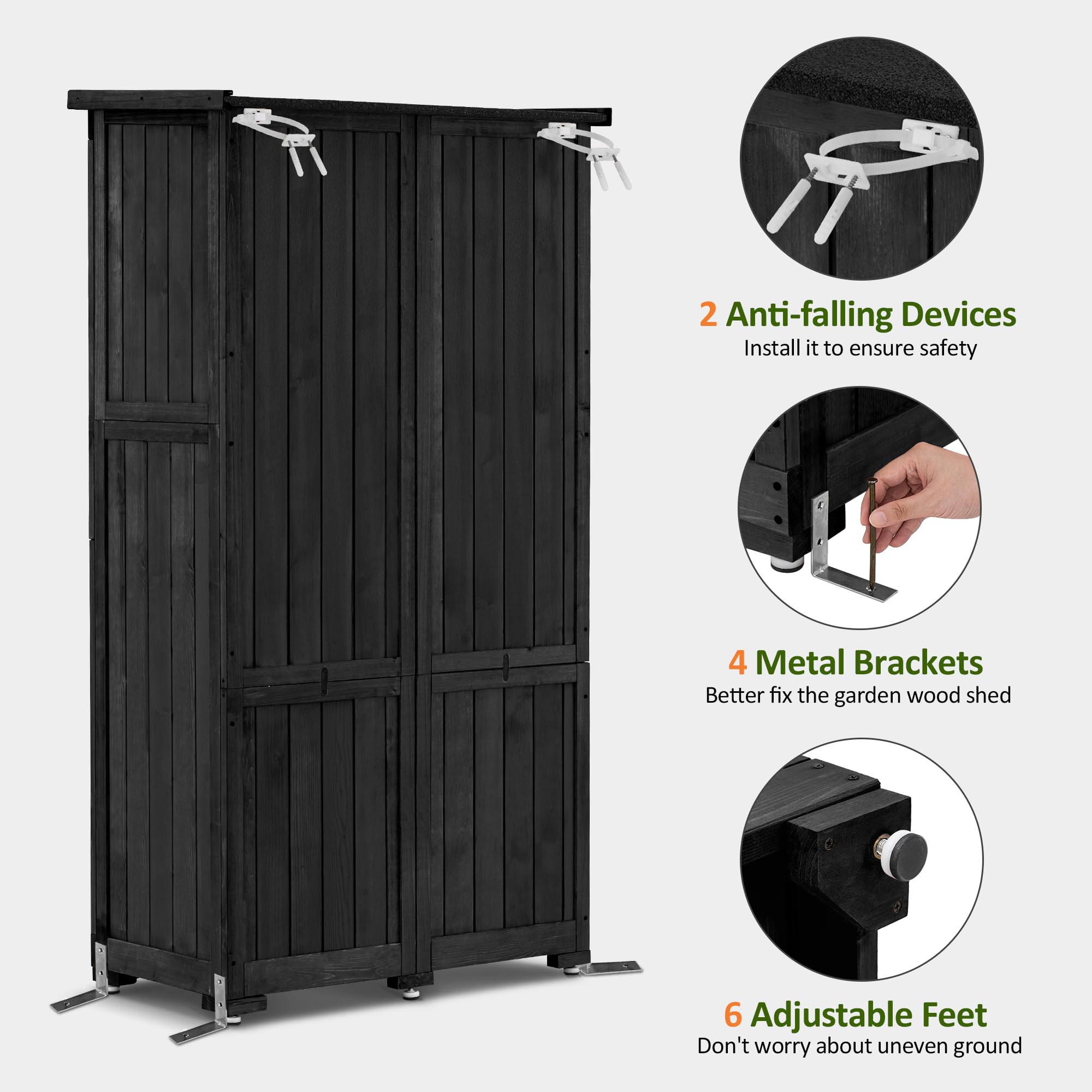 Outdoor Storage Cabinet with Lockers 63 Inches Tall