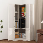 Corner Wardrobe Cabinet with Frosted Glass Doors