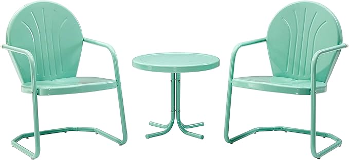 3-Piece Metal Outdoor Bistro Set with Chairs and Side Table