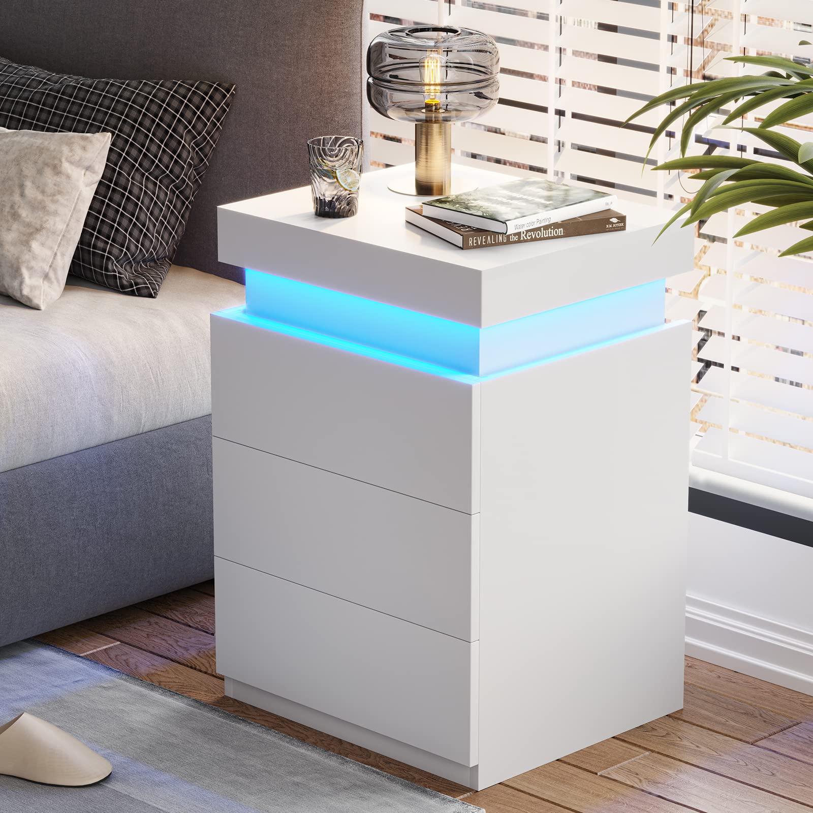 LED Nightstand with Charging Station