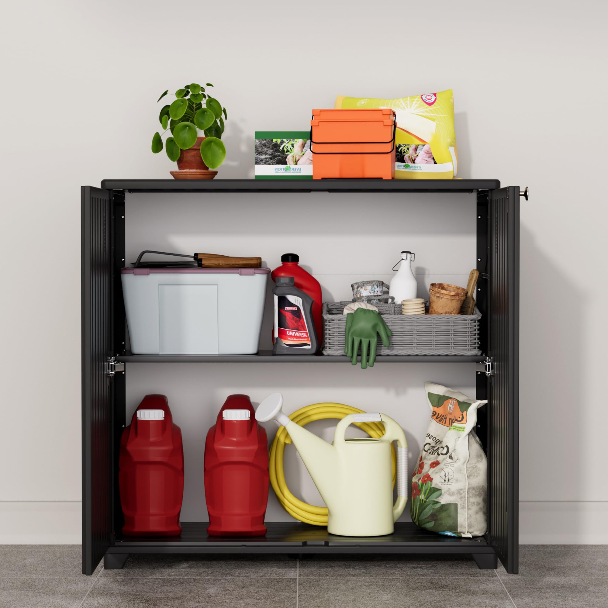 Indoor Outdoor Plastic Storage Cabinet with Shelf