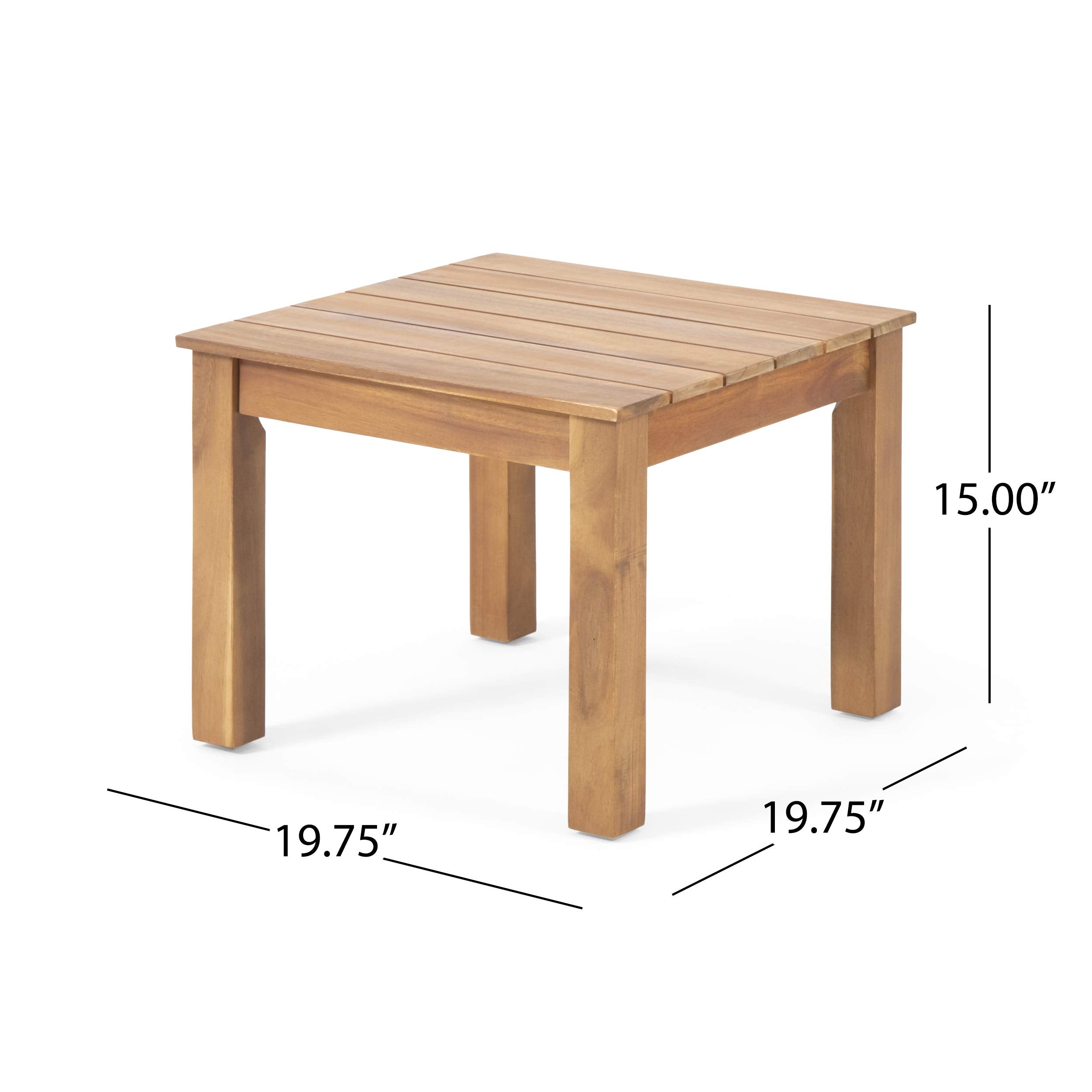 Acacia Wood Outdoor End Table Brown Patina