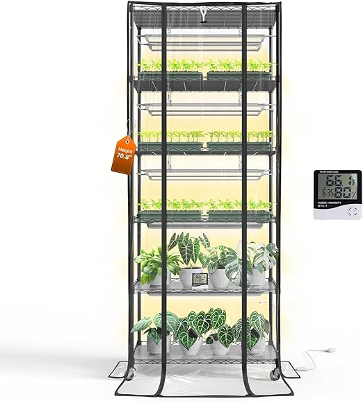 6-Tier Indoor Greenhouse with Grow Lights