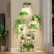 8-Tiered Plant Stand with Grow Lights - 62" Tall Metal S-Shaped Flower Holder Rack