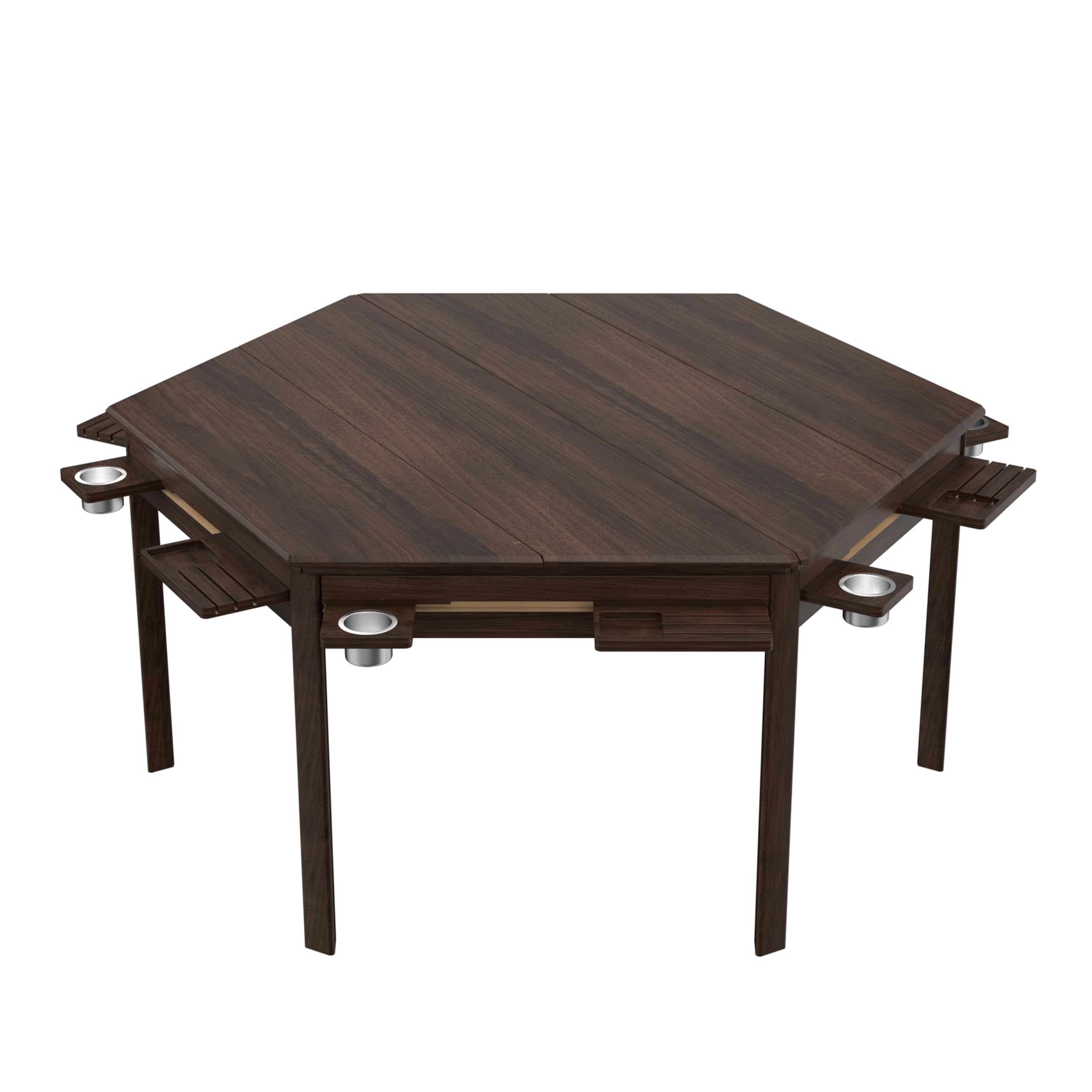 Hexagonal Solid Wood Board Game Table with Removable Top for 6 Players