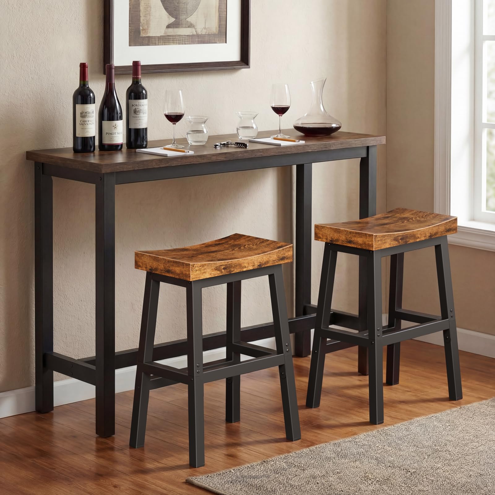 24 Inch Rustic Bar Stools Set of 2