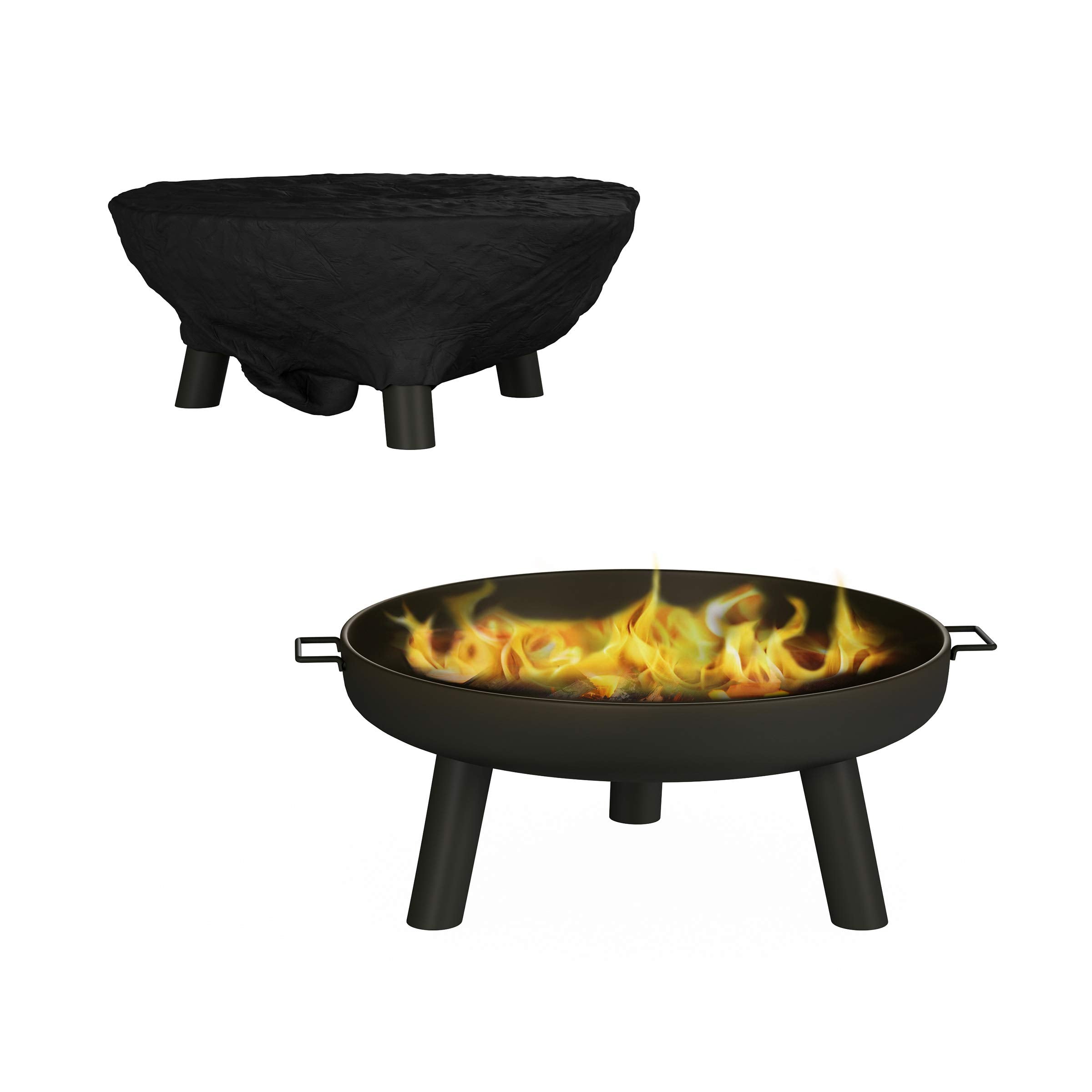 27.5-Inch Outdoor Wood Burning Fire Pit with Handles and Cover